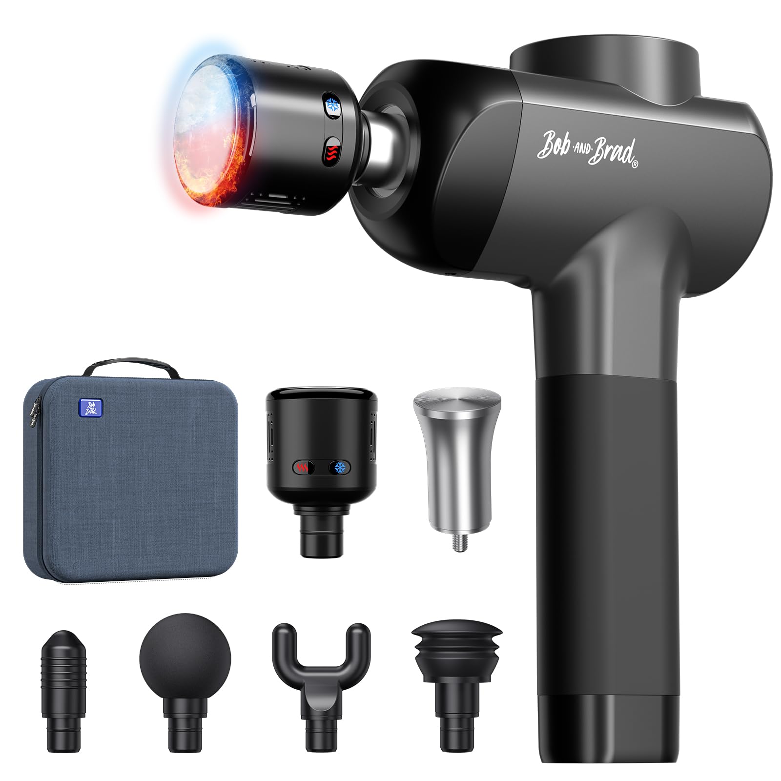 Bob and Brad X6 Pro Max Deep Tissue Massage Gun with Heating & Cooling Therapy - 6 Metal Attachments for Muscle Recovery - FSA/HSA Eligible Percussion Massager for Athletes, Back Pain Relief - Perfect for Post-Workout, Physical Therapy & Home Use