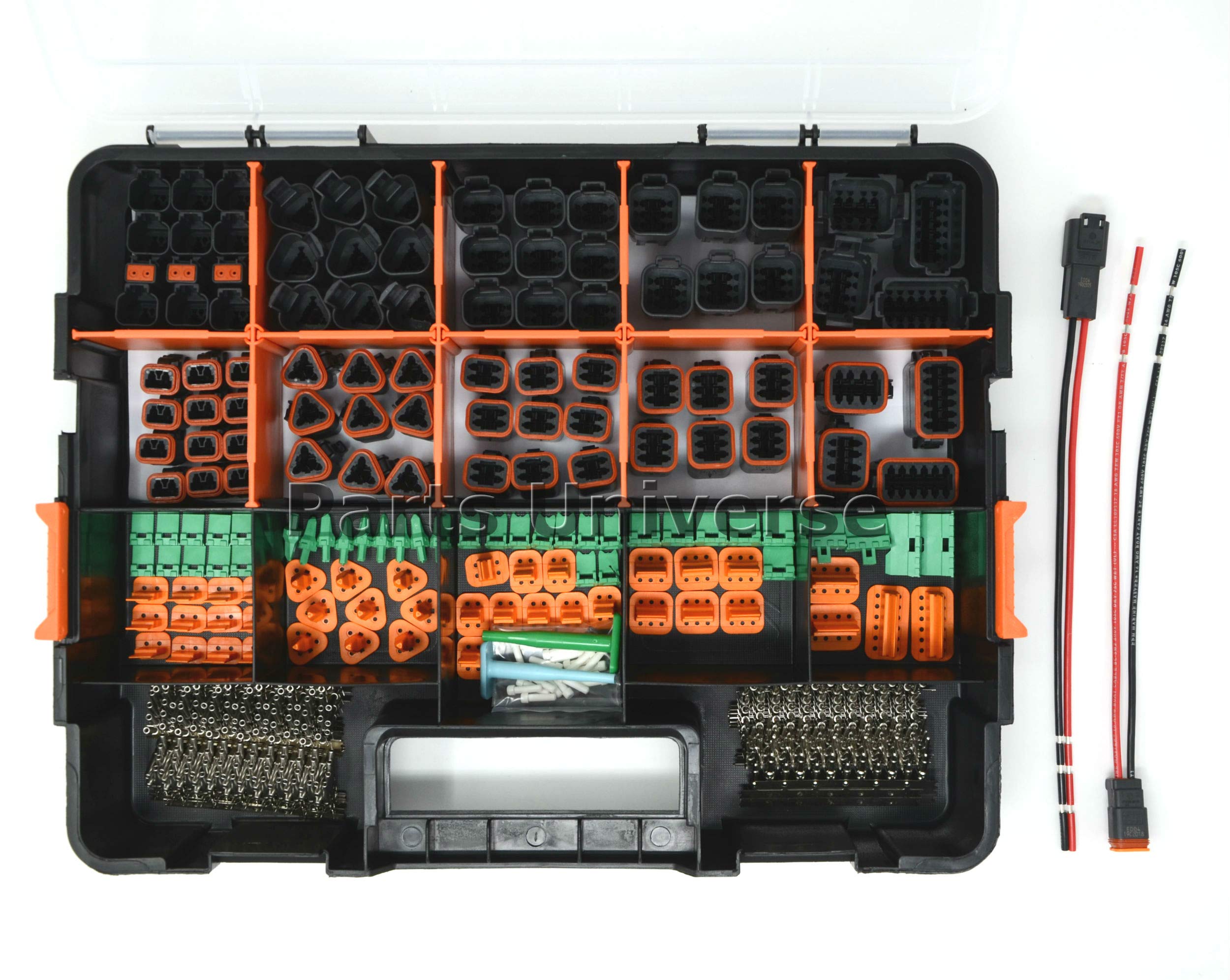 DEUTSCH 518 PCS DT Black Connector Kit 14-16AWG with Stamped Contacts & Pigtail - Made in USA - Perfect for Automotive, Marine, and Industrial Wiring Applications