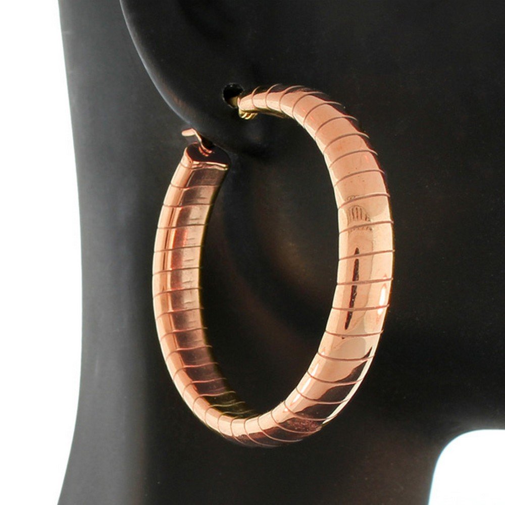 Stainless Steel Rose Gold Hoop Earrings for Women - Classic Round Huggie Earrings for Everyday Wear, Gift, Party & Wedding