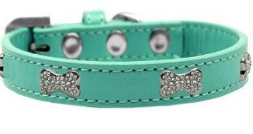 Premium Crystal Bone Simulated Leather Dog Collar - Adjustable Pet Necklace for Small Medium Large Dogs - Perfect for Daily Walks, Training & Fashion Accessories