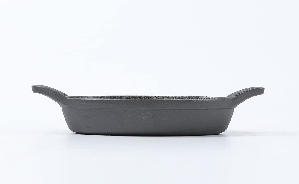 HAWOK 4-Piece Cast Iron Mini Oval Serving Dishes Set with Storage Bag - Perfect for Appetizers, Side Dishes & Small Casseroles - Ideal for Dinner Parties, Holiday Meals & Kitchen Serving