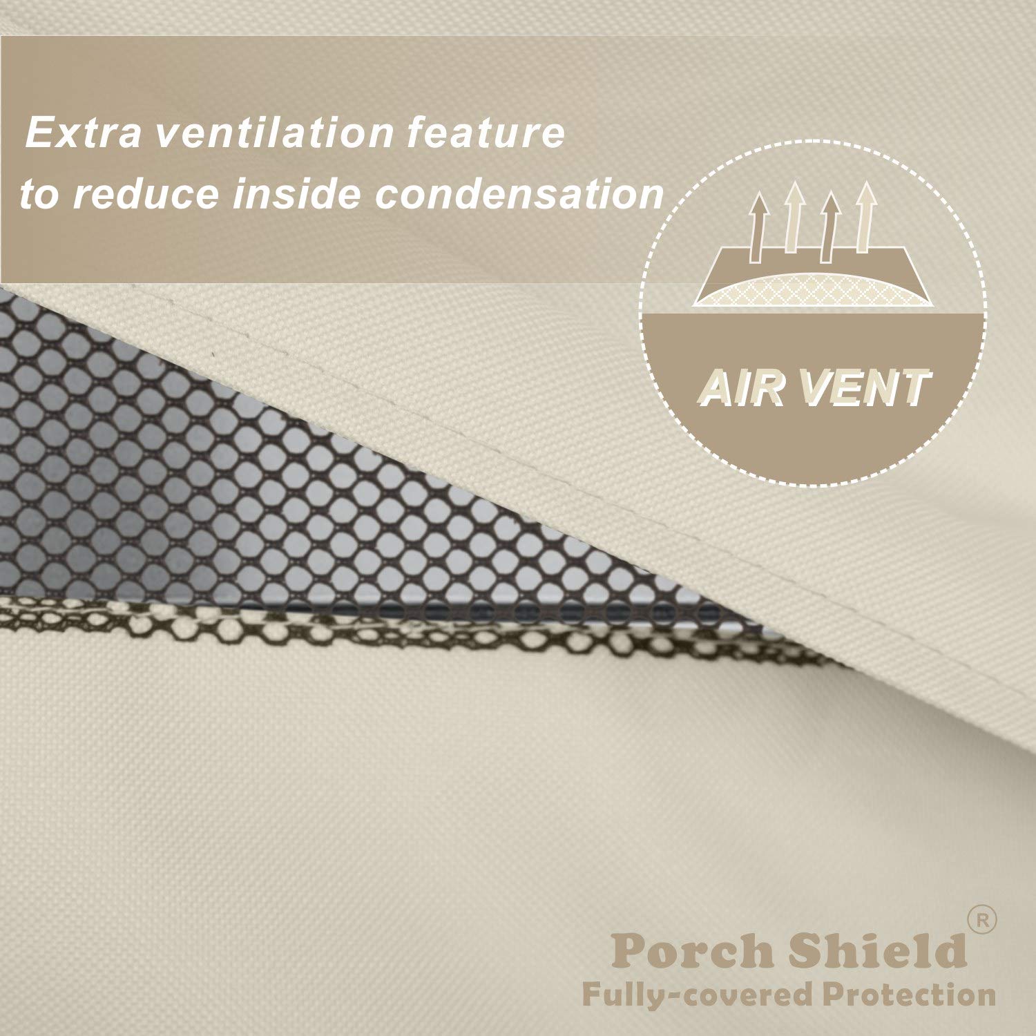 Waterproof Porch Shield Patio Table Cover - Outdoor Dining Table & Chairs Furniture Protector (125 x 73 Inch, Light Tan/Khaki) for All-Weather Protection, BBQ Parties & Backyard Gatherings