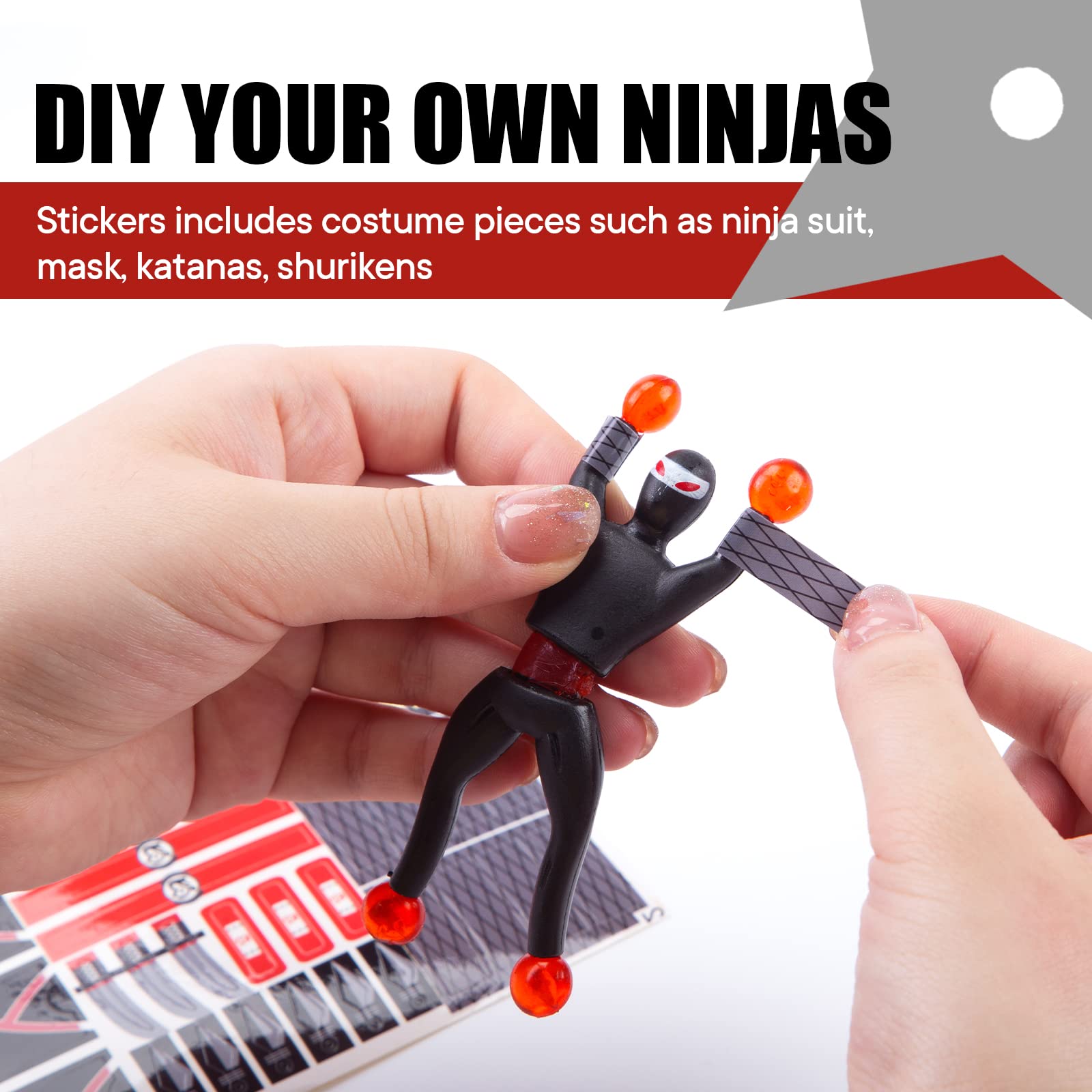 AMOR PRESENT 42PCS Sticky Ninja Climbing Toys - DIY Wall Crawlers with Stickers, Stretchy Window Climbers for Kids - Perfect for Birthday Party Favors, Classroom Rewards & Indoor Play Activities