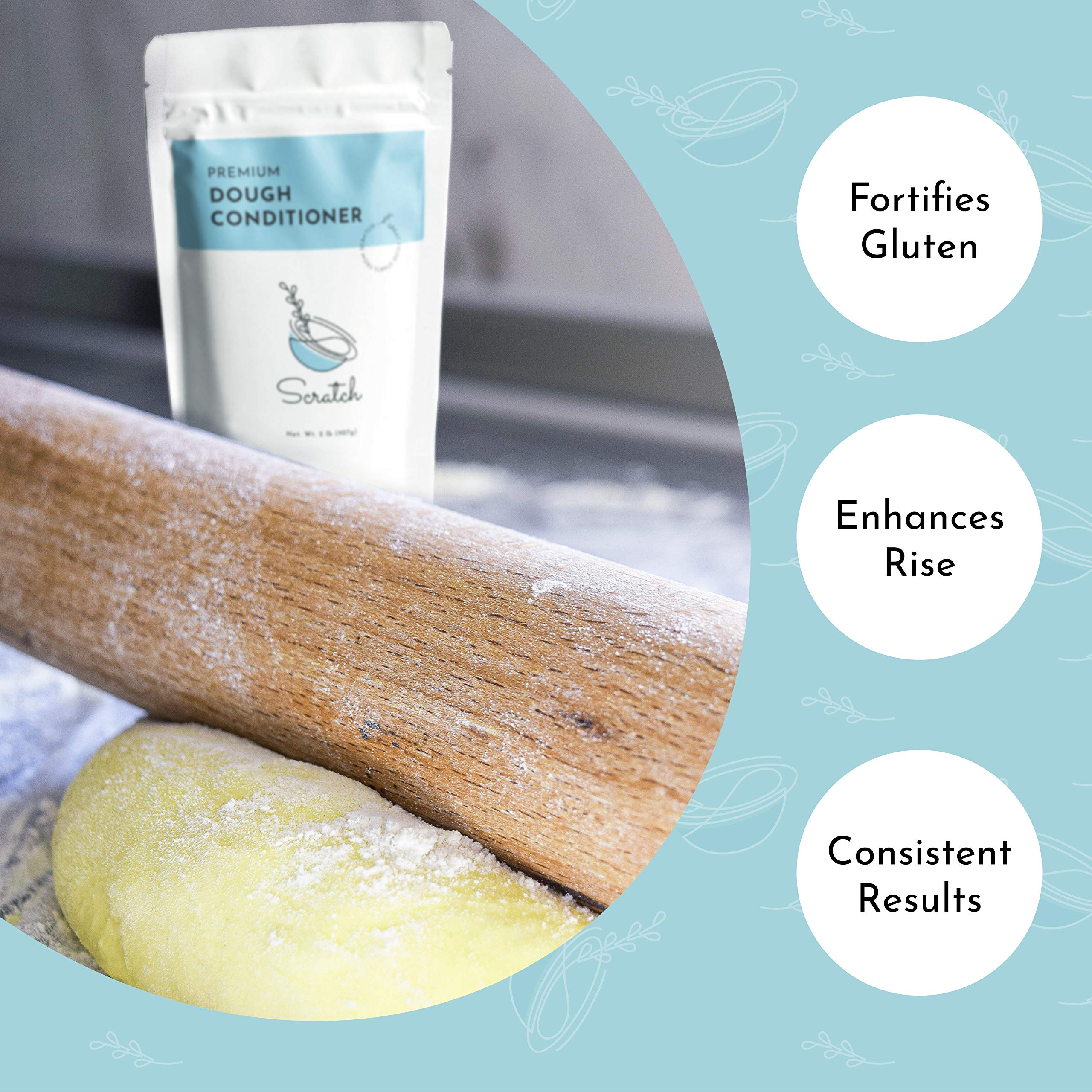 Premium Dough Conditioner for Bread Making - 2 LB All Grain Bread Improver Enhances Texture & Extends Freshness - Perfect for Artisan Loaves, Sourdough & Homemade Bakery