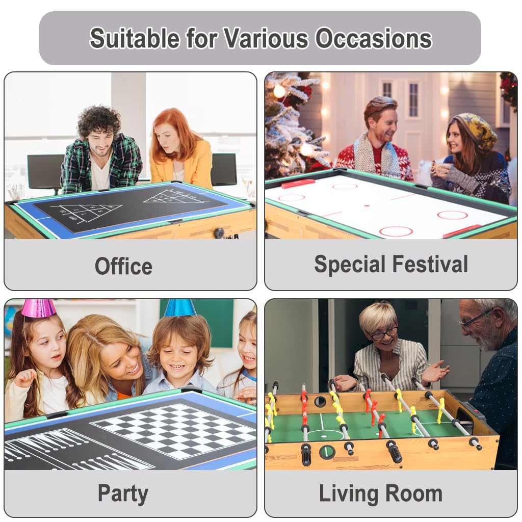 IFOYO 10-in-1 Multi-Game Table Set - Hockey, Foosball, Bowling, Billiards, Ping Pong, Chess, Checkers, Shuffleboard & Backgammon - Perfect for Game Rooms, Family Gatherings & Indoor Entertainment