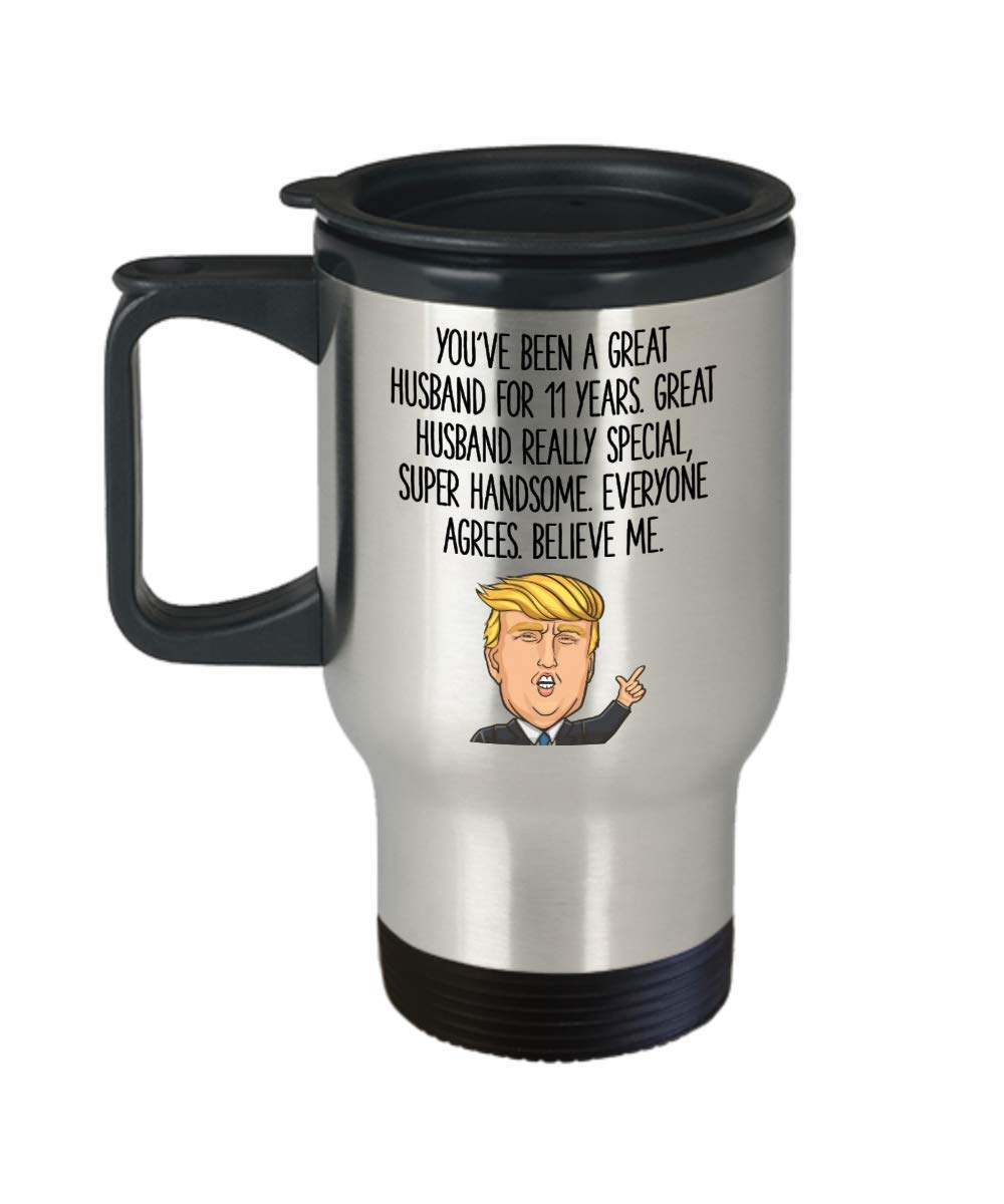 11th Anniversary Gifts for Men - Personalized 11 Year Wedding Anniversary Coffee Mug for Husband - Eleventh Year Ceramic Cup with Handle - Perfect Gift for Him to Celebrate 11 Years Together - Ideal for Coffee, Tea or Hot Chocolate at Home or Office