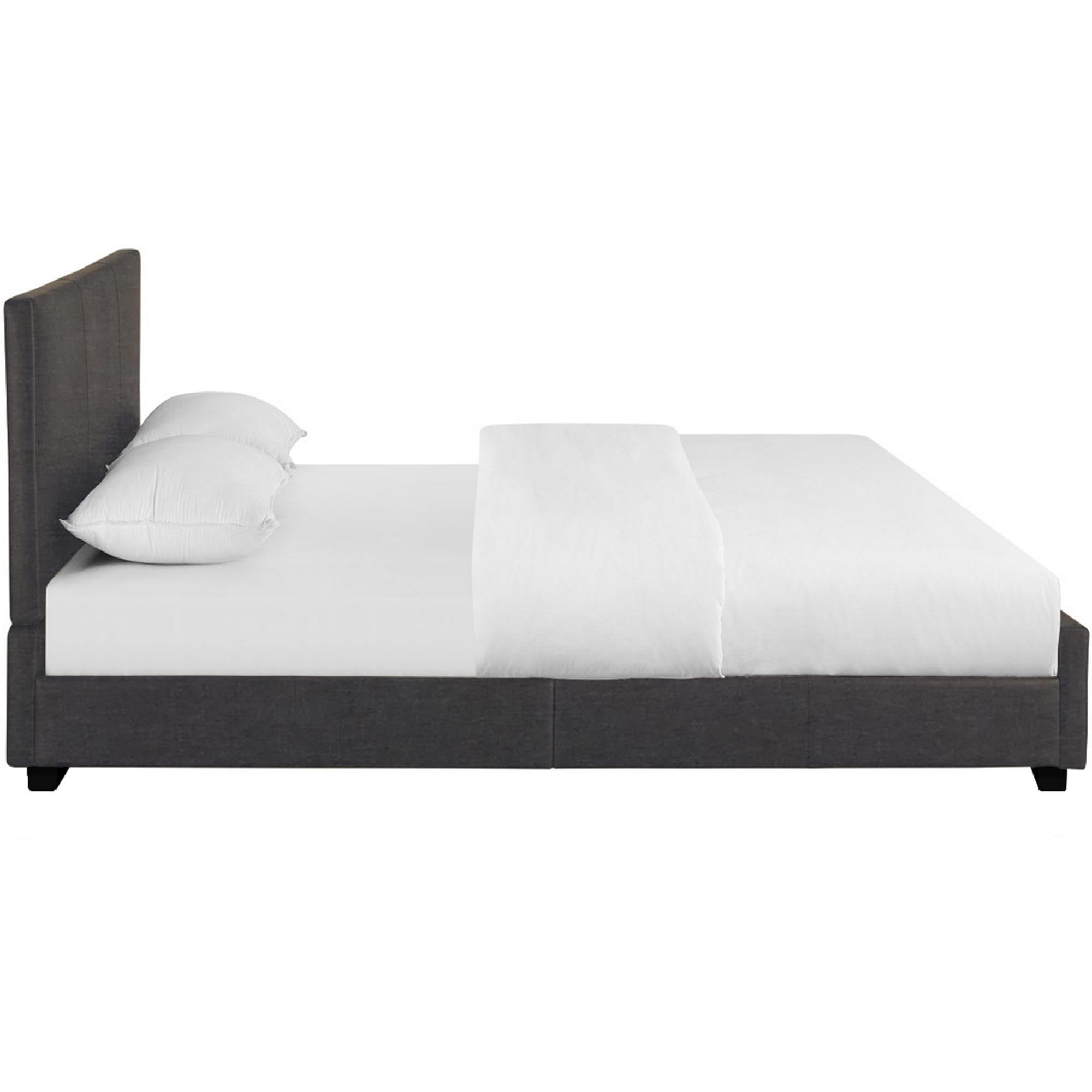 Camden Isle Upholstered Platform Bed Frame - Queen, Gray | Low-Profile Design with Full Slat Support for Bedroom