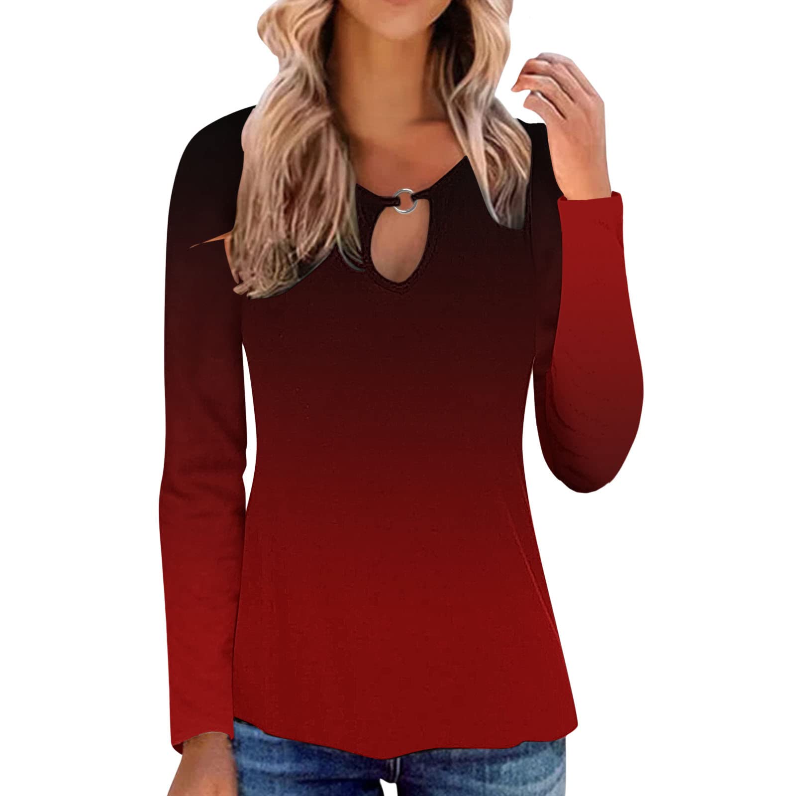 MOKINGTOP Women's V-Neck Loose Tunic Tops - Long Sleeve Solid Blouse with Pockets for Leggings | Summer Casual Wear, Office Outfits & Everyday Comfort