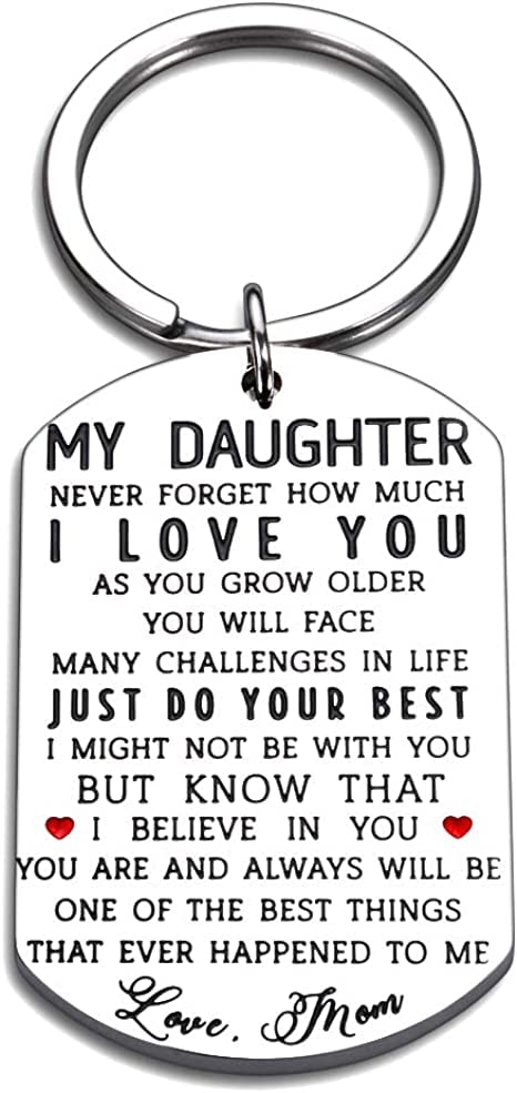 **Inspirational Keychain for Daughter - Birthday, Graduation & Back to School Gifts for Teen Girls - Thoughtful Present from Mom or Stepmother - Perfect for Christmas, Valentine's Day & Weddings - Motivational Gift for Young Women**    *(Use Cases: Ideal for celebrating birthdays, graduations, back-to-school moments, weddings, or holidays like Christmas and Valentine's Day. A heartfelt keepsake to inspire and show love.)*