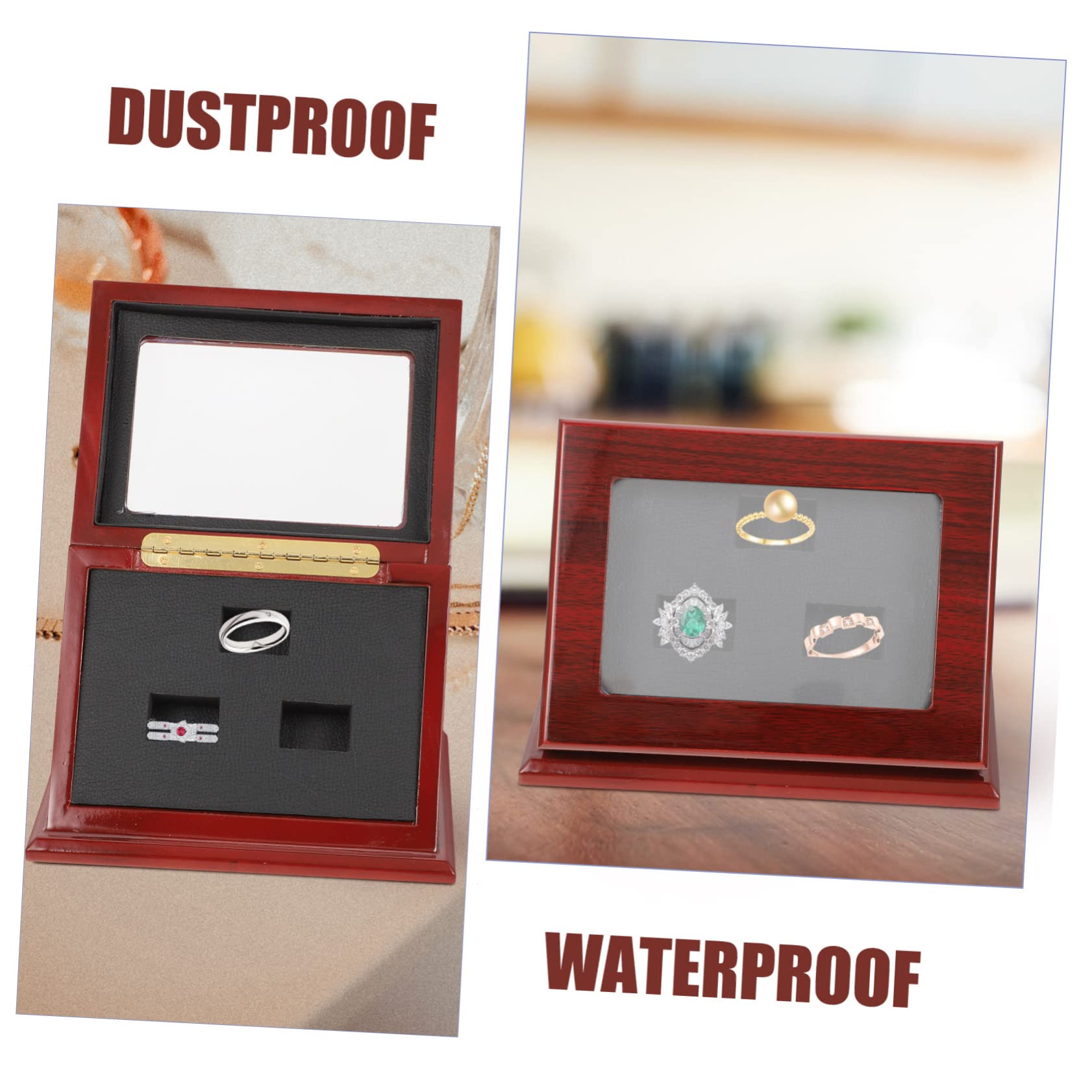 Kisangel 2-Piece Wooden Championship Ring Display Case - Premium Ring Holder Box for Jewelry, Awards & Memorabilia - Perfect for Trophy Showcase, Sports Collectibles & Home Decor Display