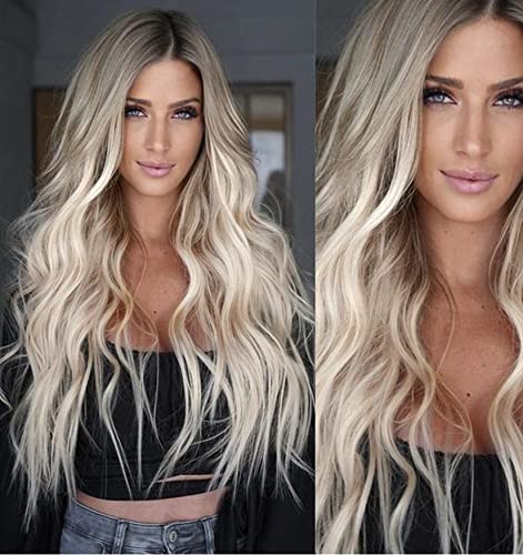 Platinum Blonde Ombre Lace Front Wig - Natural Looking Human Hair Wig for Women | Perfect for Cosplay, Parties & Daily Wear