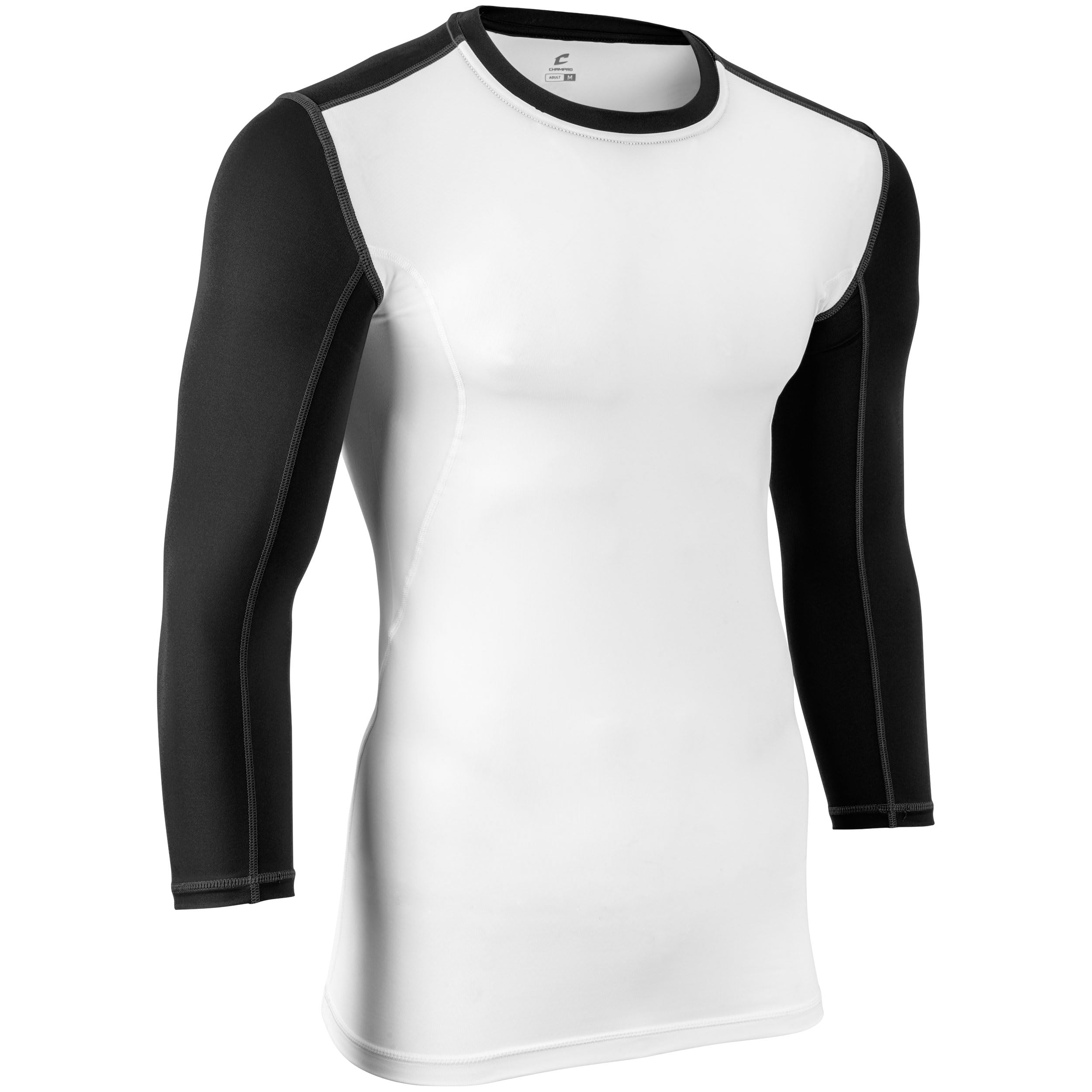 CHAMPRO Lightning Men's 3/4 Sleeve Compression Shirt - Moisture Wicking Baselayer for Football, Basketball & Baseball - Perfect for Training, Workouts & Sports Performance