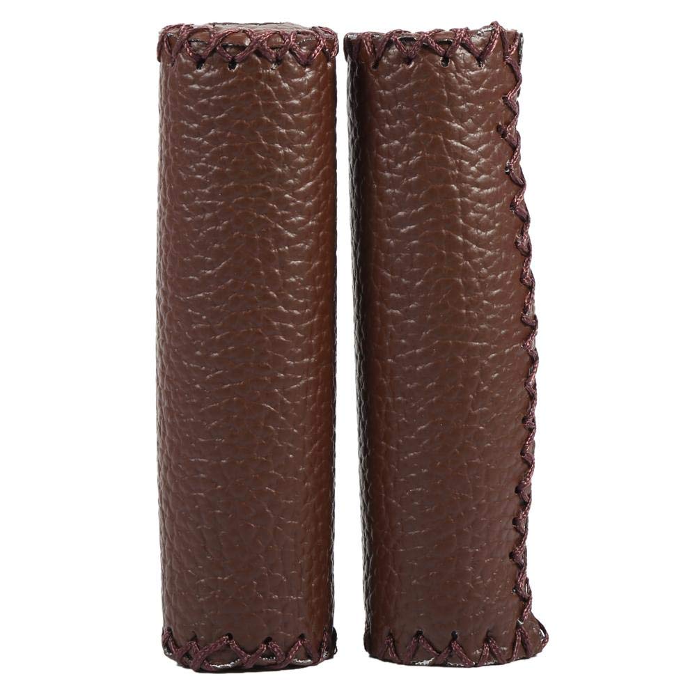 Premium Bike Handlebar Grips - 1 Pair Retro Faux Leather Mountain & Road Bicycle Grips (Coffee Brown) for Comfortable Cycling, Commuting & Outdoor Adventures