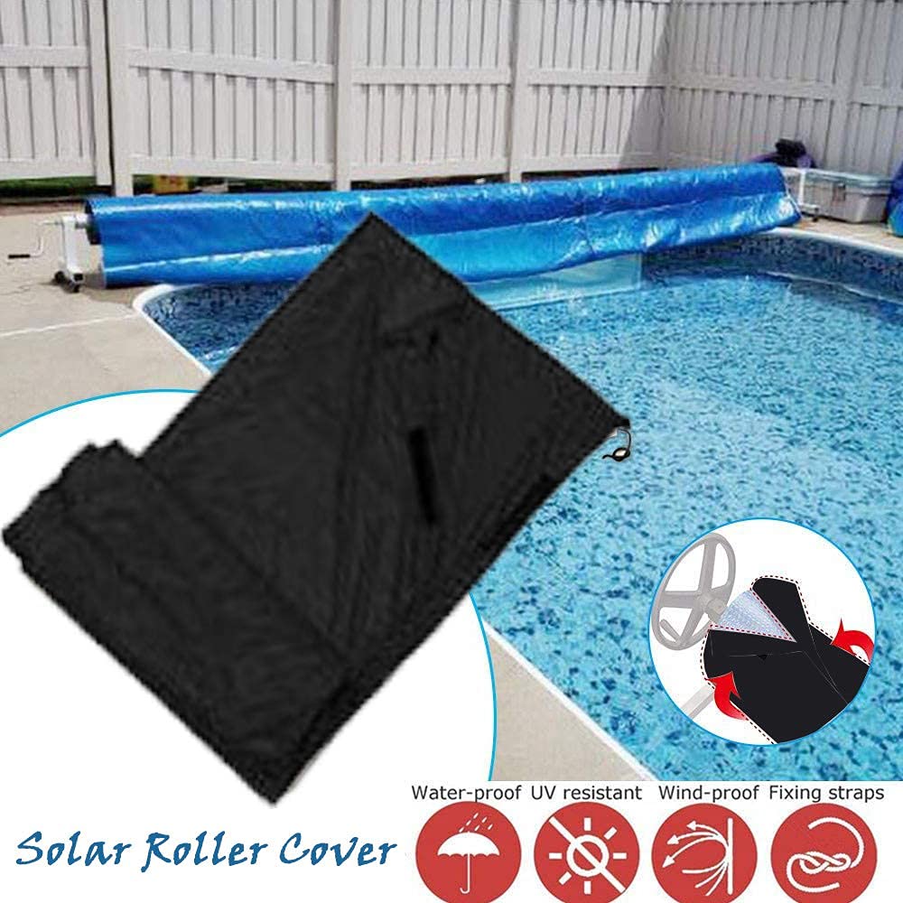 20ft Solar Pool Cover Reel - Heavy Duty Winter Protective Blanket for Inground Swimming Pools | Black UV-Resistant Cover | Extends Swimming Season & Reduces Heat Loss