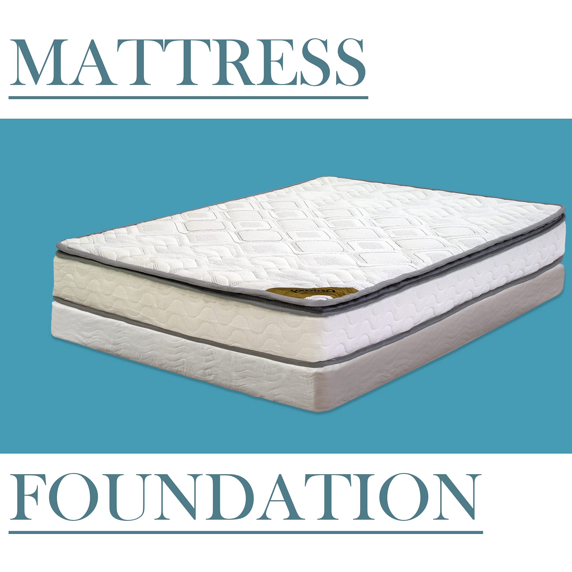 GREATON King Size Medium Firm Mattress Set - Foam Encased Pocketed Coil Innerspring with Pillowtop & 5