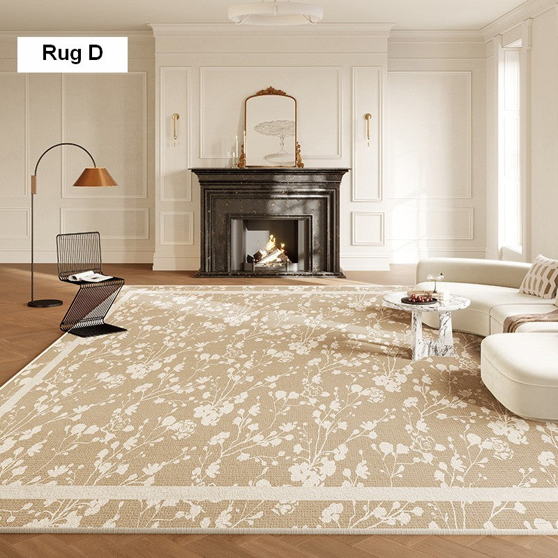 French Style Modern Floral Area Rugs - Non-Slip Bedroom & Living Room Carpet - Boho Chic Dining Room Rug for Home Decor | Perfect for Bedside, Nursery & Office Spaces