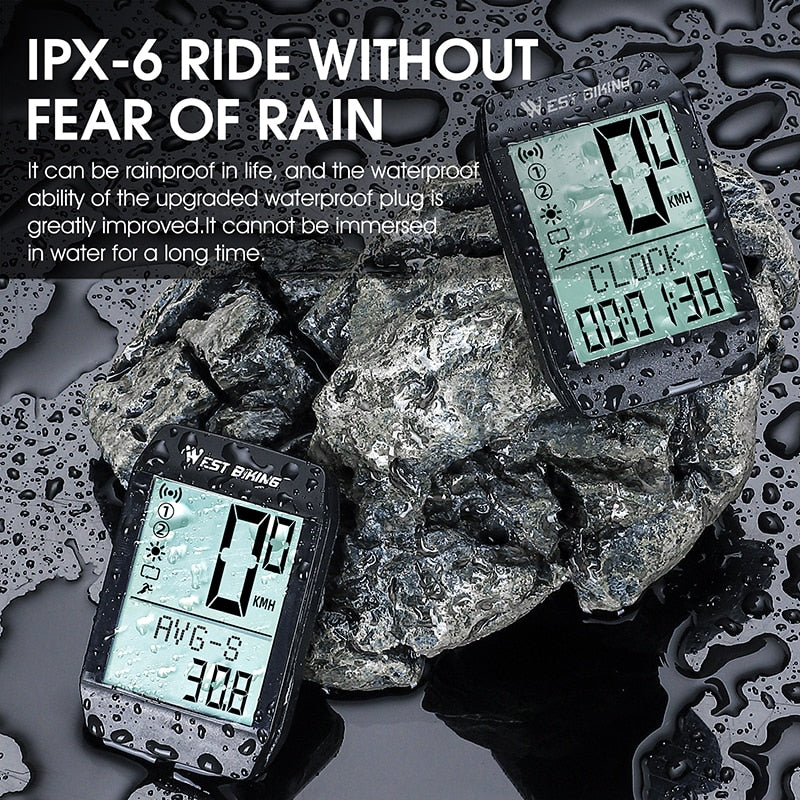 5-Language Waterproof Wireless Bike Computer with Auto Wake/Sleep - Cycling Speedometer, Odometer & Stopwatch with LED Screen - Perfect for Road, Mountain & Commuter Bikes