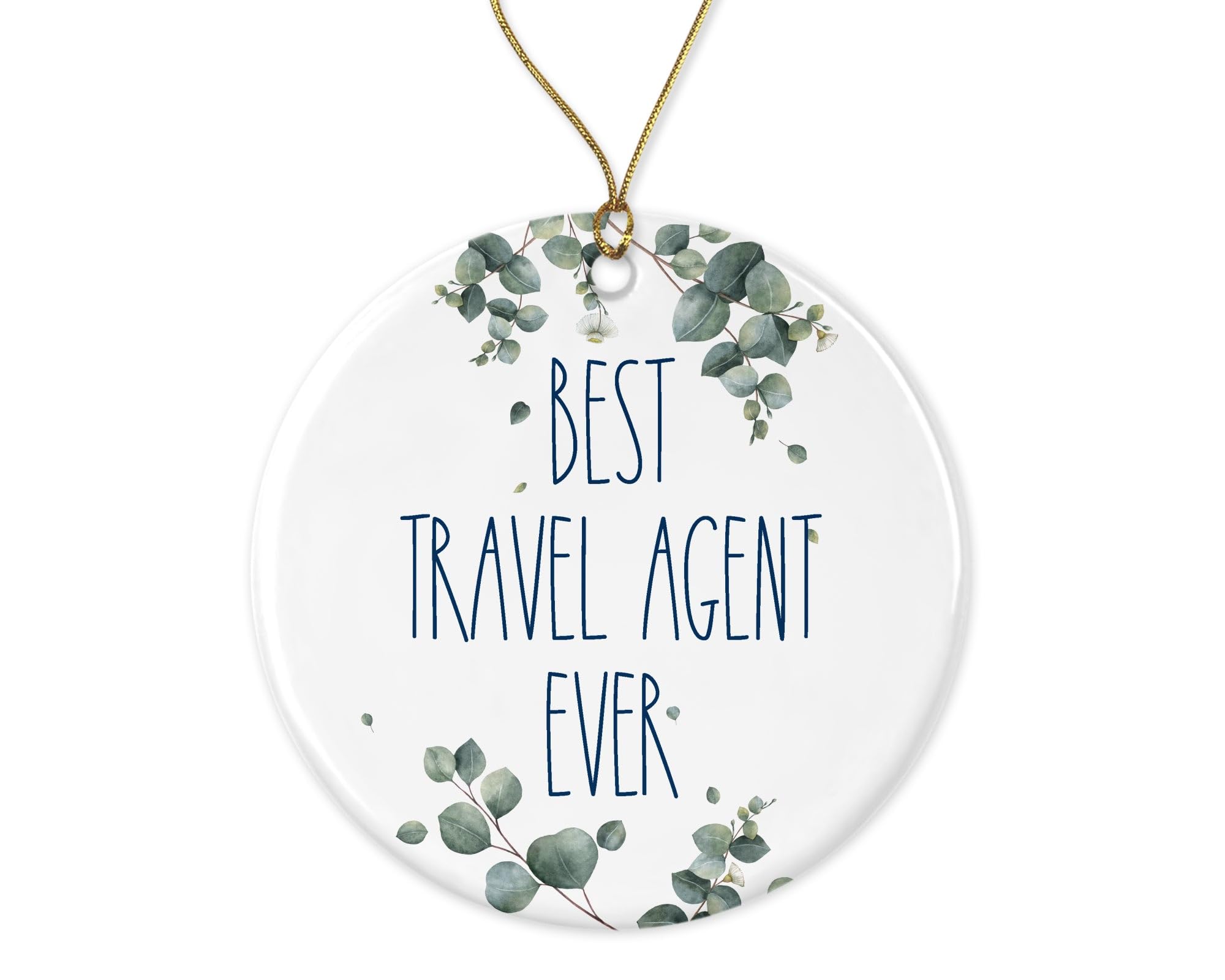 Best Travel Agent Ever Christmas Ornament - Ceramic Holiday Gift for Travel Agents, Birthday & Anniversary Present - Perfect for Office Decor, Tree Decoration & Travel Lover Gifts
