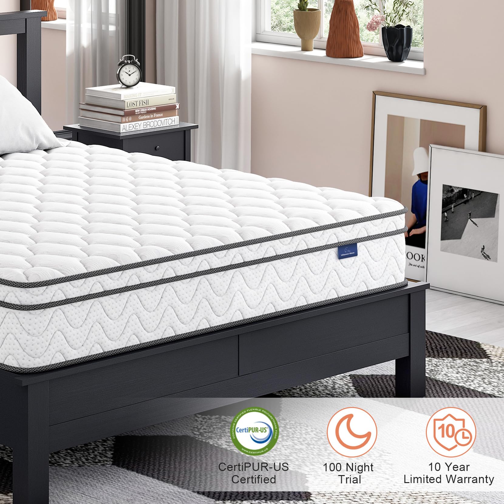 Vesgantti 12 Inch Twin Size Mattress in a Box - Hybrid Memory Foam & Pocket Spring for Pressure Relief, Medium Firm Support (39