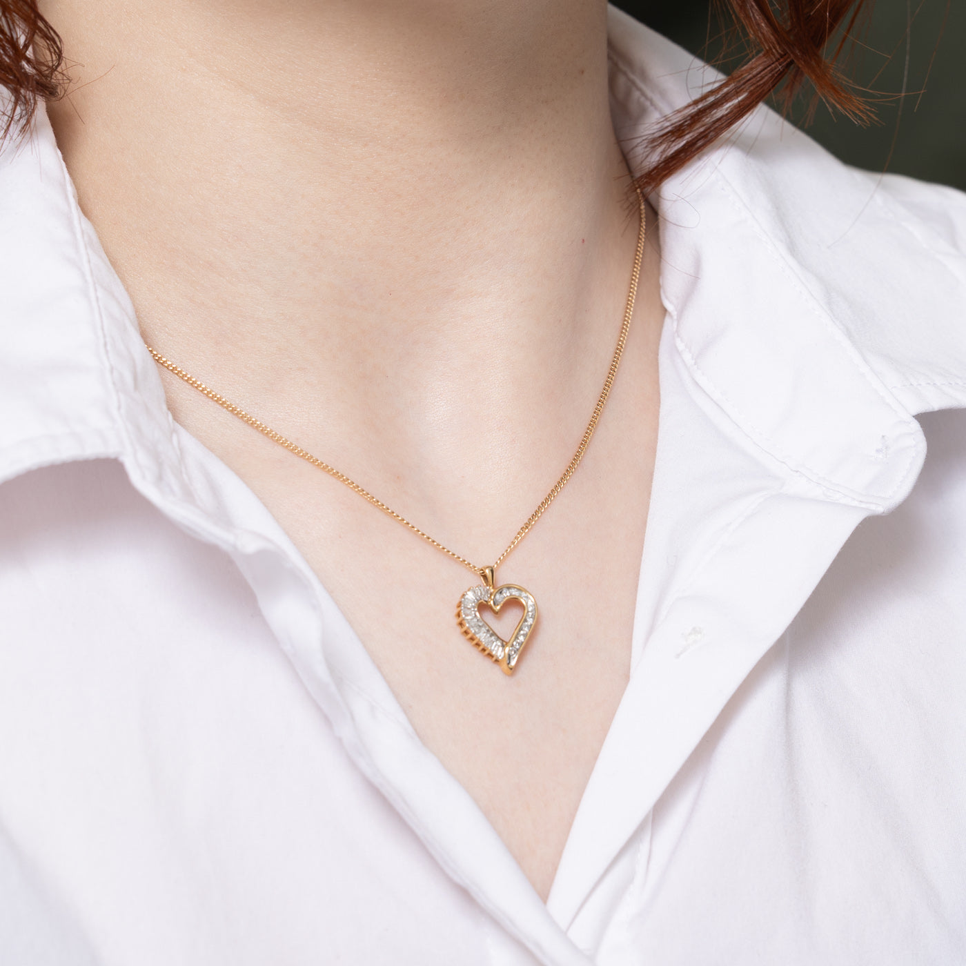 0.30ctw Diamond Open Heart Pendant Necklace - Elegant 14K Gold Jewelry for Women, Perfect Gift for Valentine's Day, Anniversary & Special Occasions