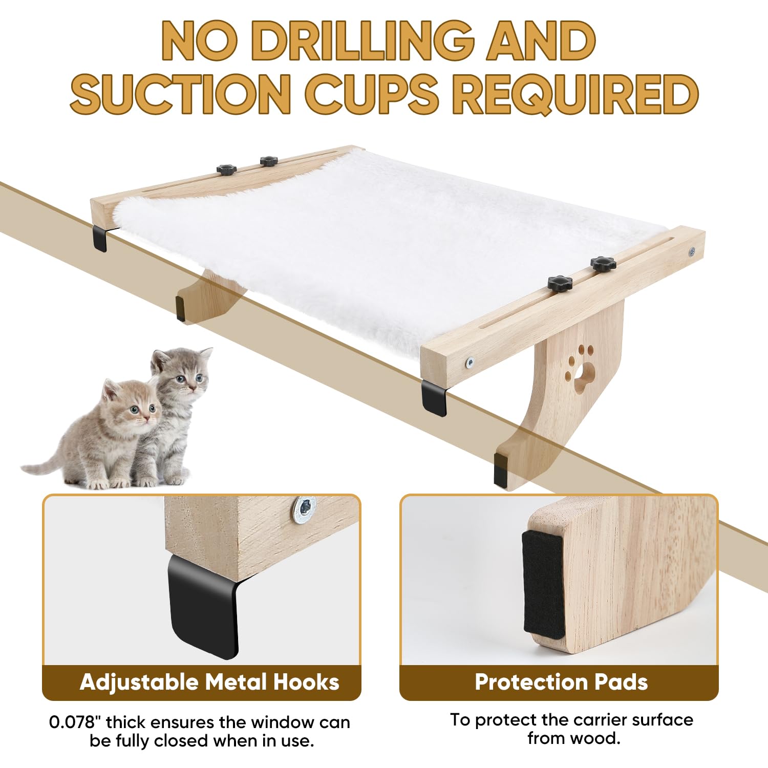 Adjustable Cat Window Perch & Hammock - Cozy Indoor Cat Bed for Windowsill, Bedside, Drawer & Cabinet - Easy to Assemble for Your Feline's Comfort - Perfect for Lounging, Sunbathing & Relaxing