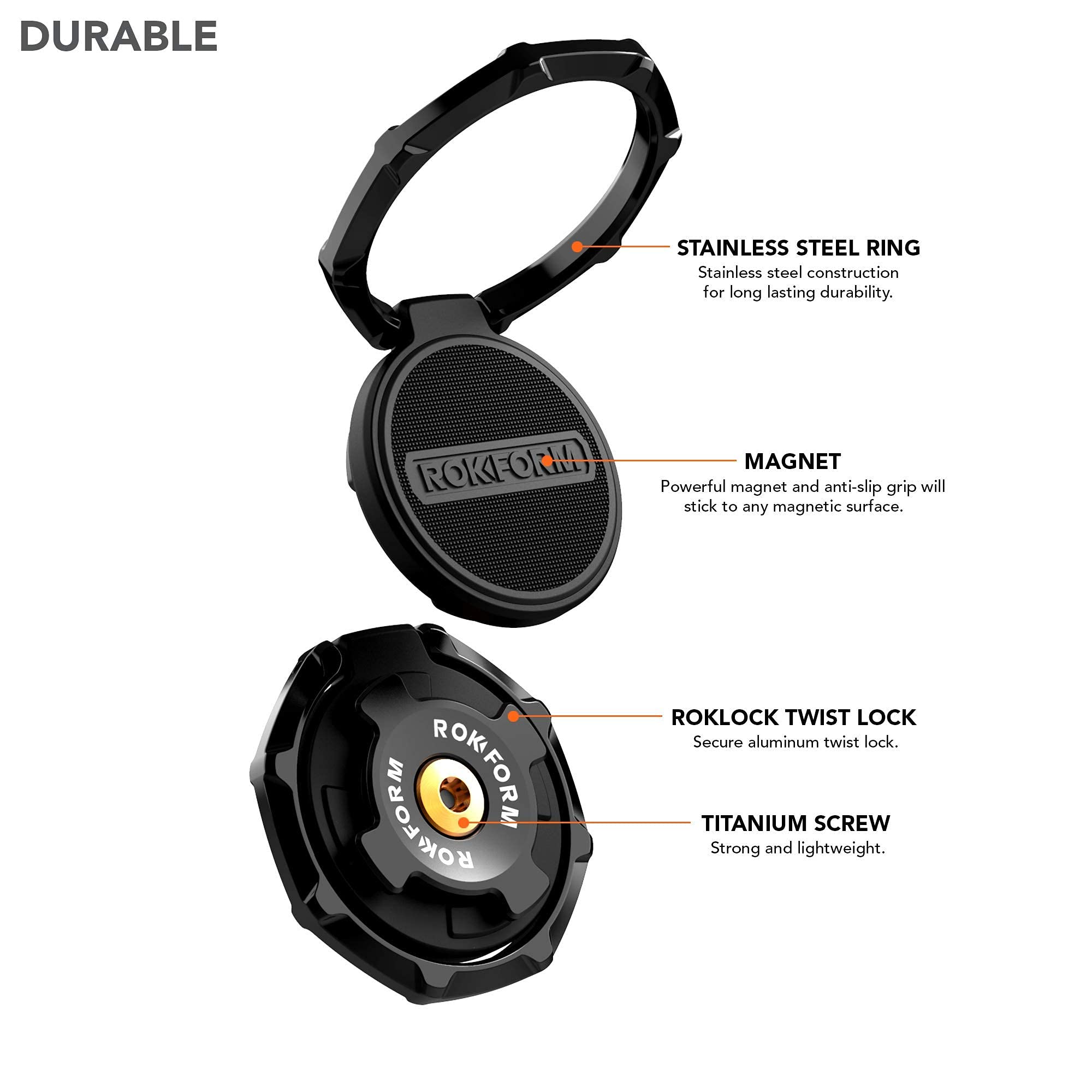 Rokform Rugged iPhone 13 Pro Max Case with Twist Lock Sport Ring Stand & Grip (RokLock Series) - Shockproof Protective Cover for Outdoor, Cycling, Motorcycle & Active Lifestyle