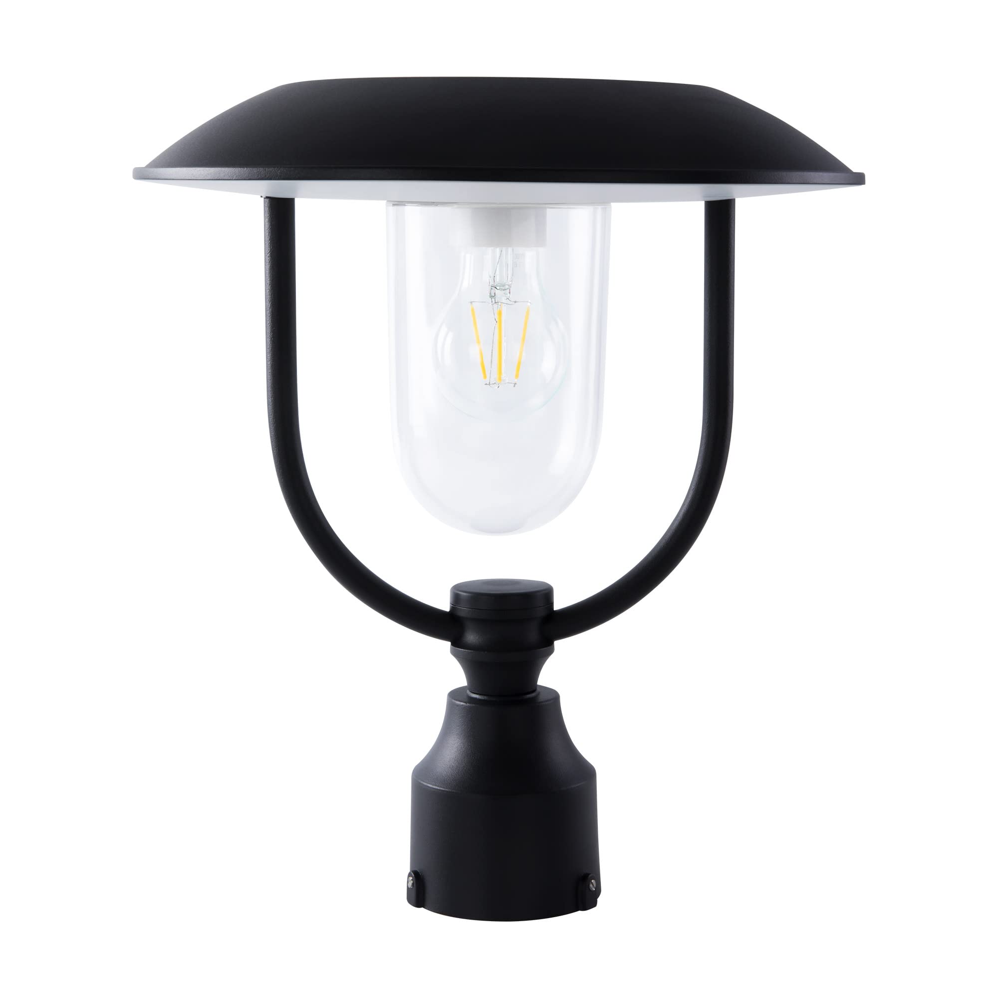 LUTEC Solar Lamp Post Light Outdoor - Dusk to Dawn Waterproof Black Solar Fixture for Garden, Patio, Pathway, Pier & Pole Mount | Energy-Efficient Solar Powered Exterior Lighting for Driveway, Walkway & Landscape Decor