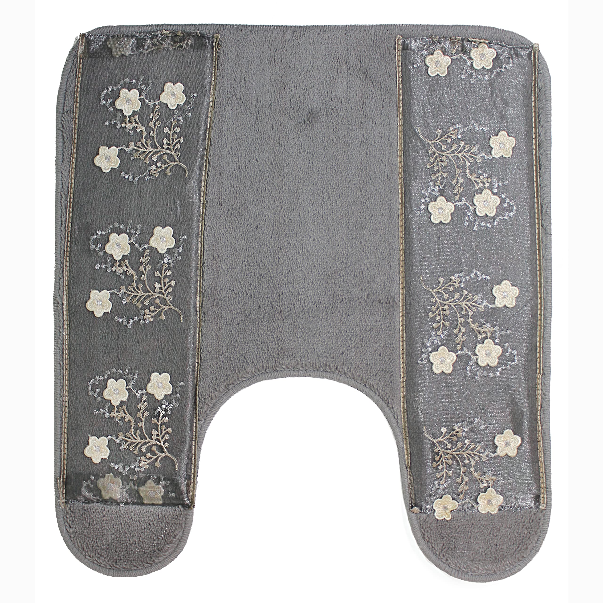 Bloomfield Contour Grey Bath Mat - Soft Non-Slip Shower Rug for Bathroom Floor - Perfect for Bath, Shower & Vanity Areas