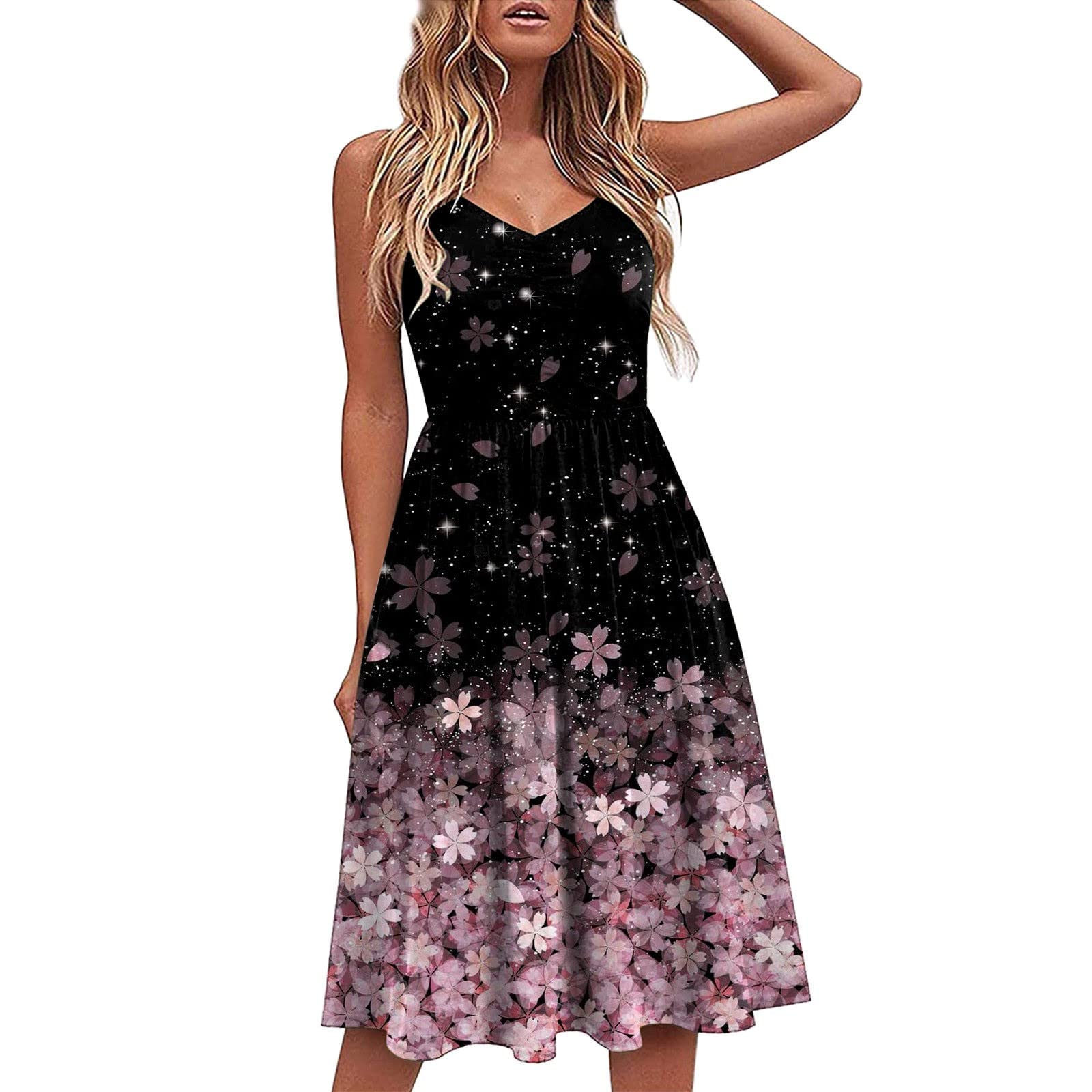Elegant Women's Summer Swing Dress with Pockets - Casual & Comfortable Long Dress for Everyday Wear | Perfect for Beach Outings, Date Nights & Office Attire