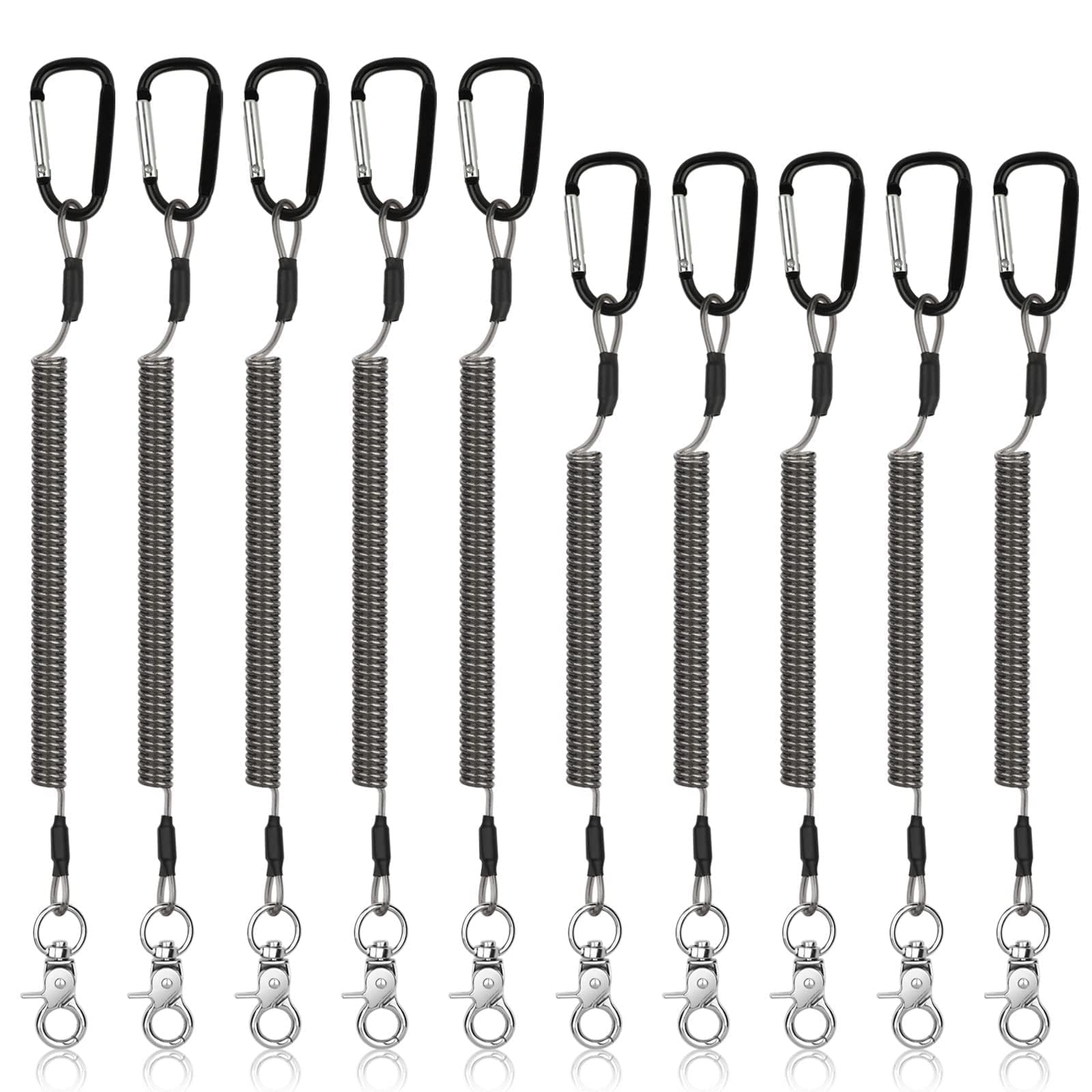 Heavy Duty Fishing Lanyards with Carabiner - Retractable Safety Ropes for Kayak & Boating