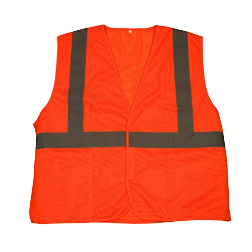 TruForce Class 2 Solid Mesh Safety Vest - High Visibility Orange Reflective Work Vest, Large Size (Pack of 39) - Ideal for Construction, Road Work & Emergency Responders