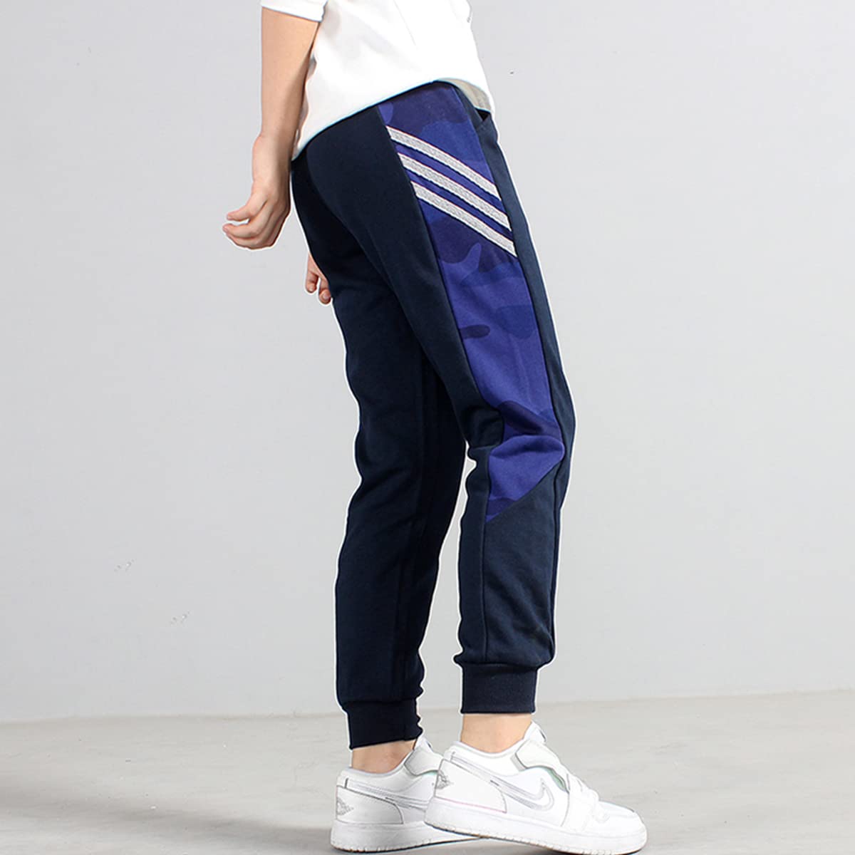 FLOWERKIDS Boys Striped Cotton Jogger Pants - Adjustable Waist Sweatpants for Kids Age 5-14 | Comfortable Casual Wear for School, Play & Everyday Activities
