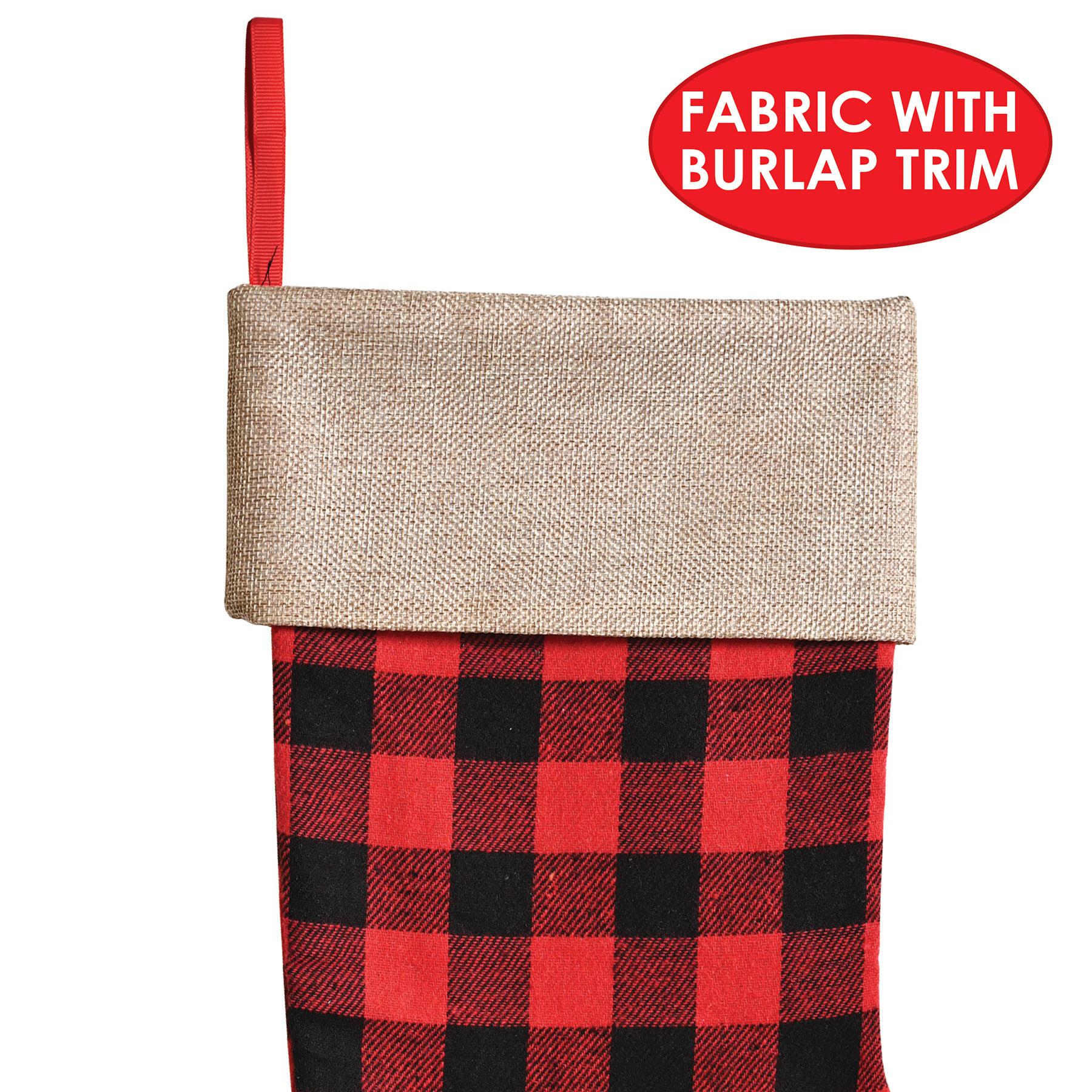 12 Pack Christmas Stockings - Red and Black Plaid Holiday Stockings for Fireplace Decor, Gift Giving & Festive Home Decor