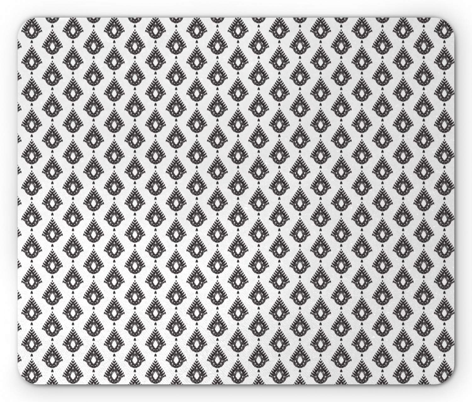 Ambesonne Boho Mouse Pad - Ikat Inspired Drop Motif in Monochrome Design, Non-Slip Rubber Base, Standard Size Rectangle Mousepad (Dark Taupe Grey White) - Perfect for Office, Gaming & Home Computer Workstations