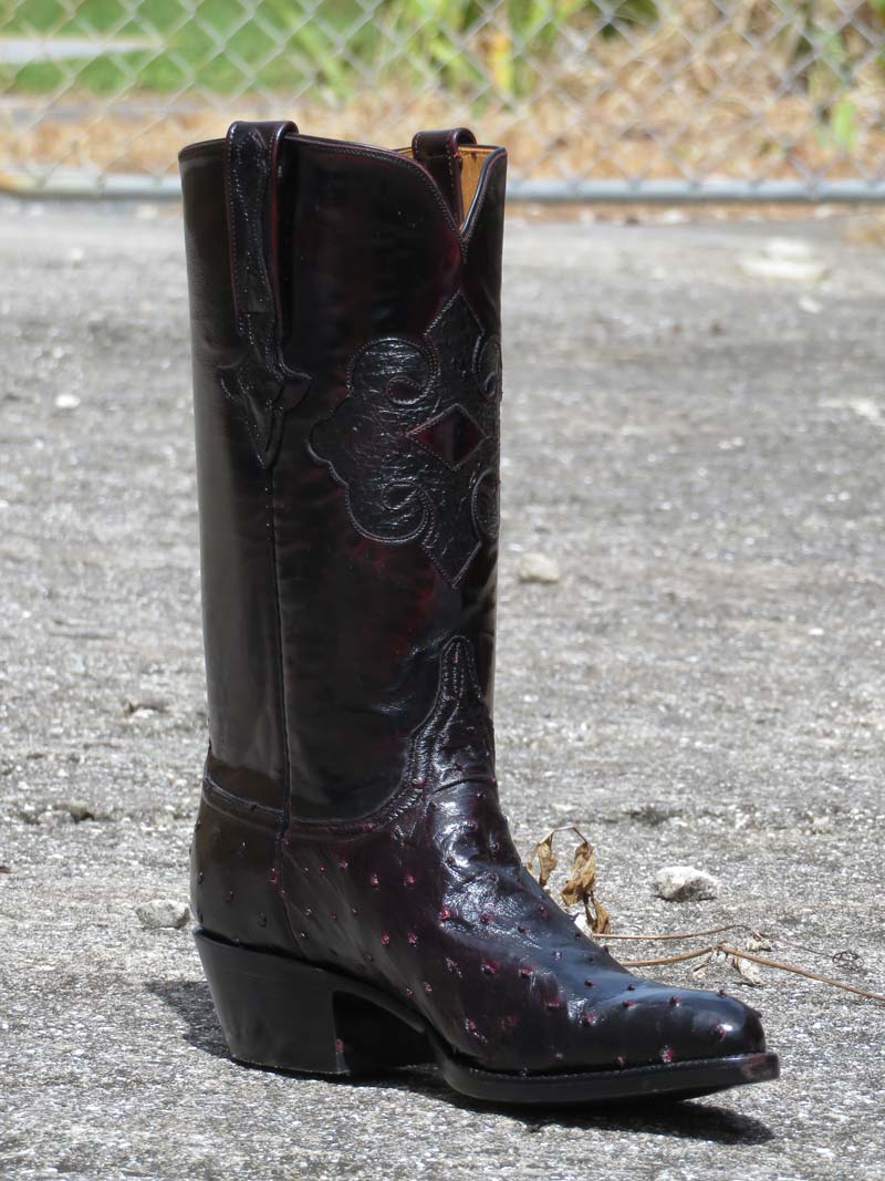 Lucchese L1182.24 Men's Classic Quill Ostrich Western Boots - Black Cherry | Genuine Leather Cowboy Boots for Men | Perfect for Rodeo, Country Dancing & Western Fashion