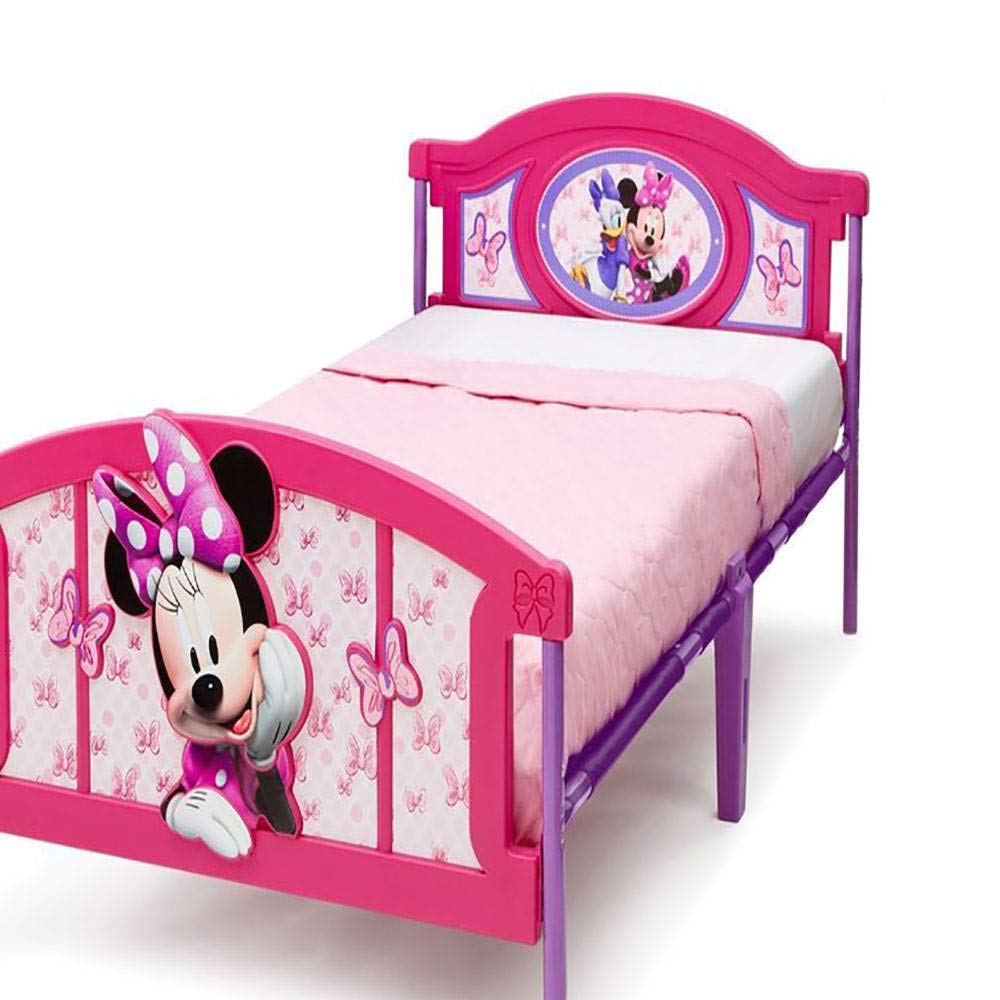Delta Children Disney Minnie Mouse Plastic 3D-Footboard Twin Bed - Kids Room Decor, Toddler Bedroom Furniture for Girls, Perfect for Daycare & Sleepovers