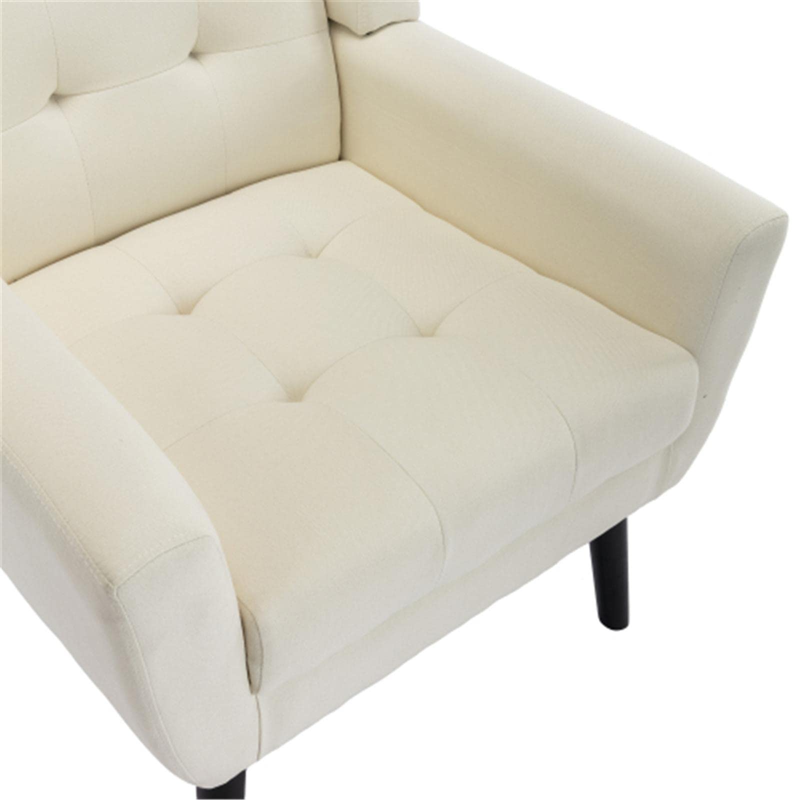 Ergonomic Office Chair & Modern Dining Chair - Beige Fabric Upholstery for Home & Office Comfort
