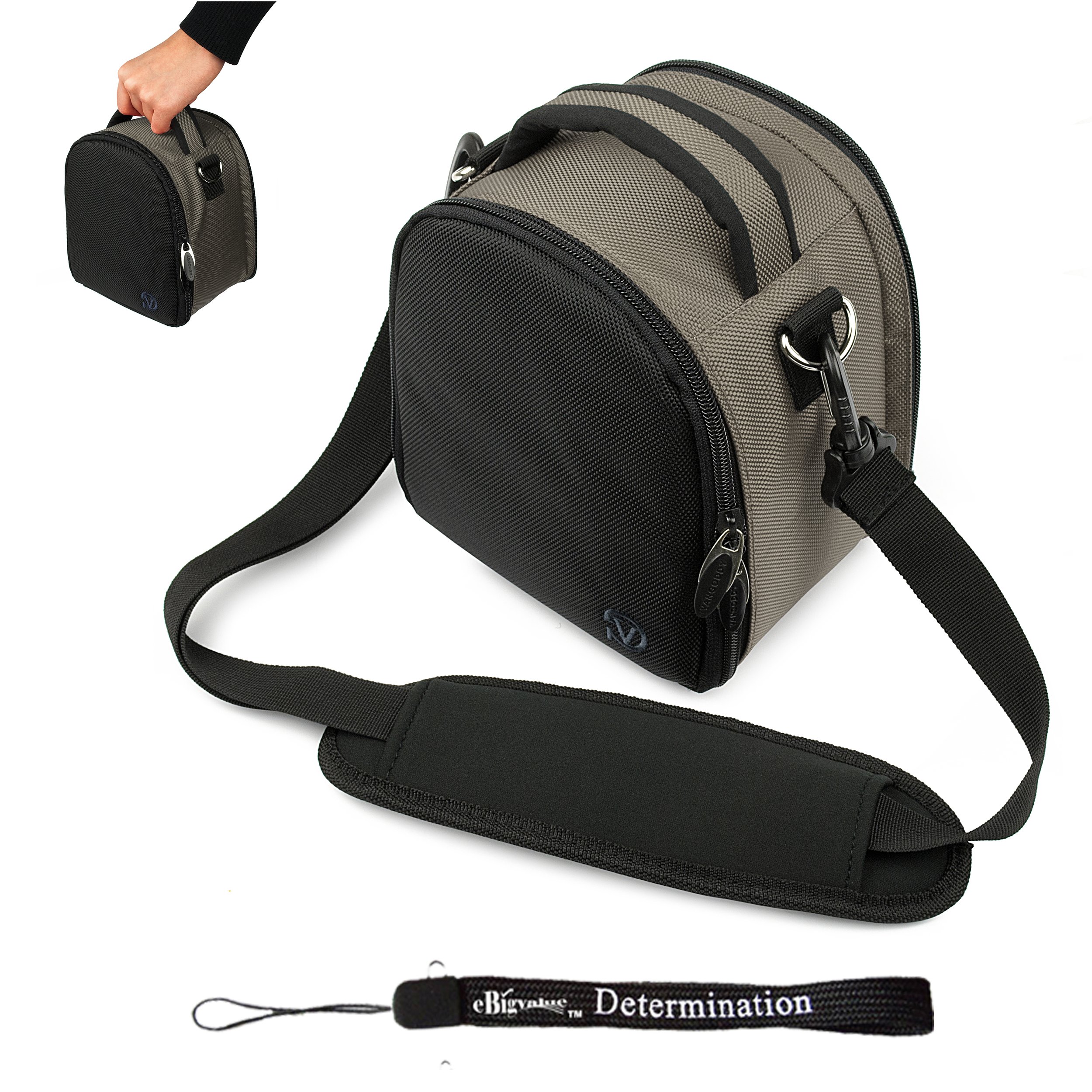 eBigValue Grey Slim Holster Camera Bag - Compact Carrying Case for HP Ricoh CX4 CX5 G700 G700E GR Digital IV GXR & Canon Powershot Point and Shoot Cameras - Perfect for Travel, Hiking & Everyday Photography