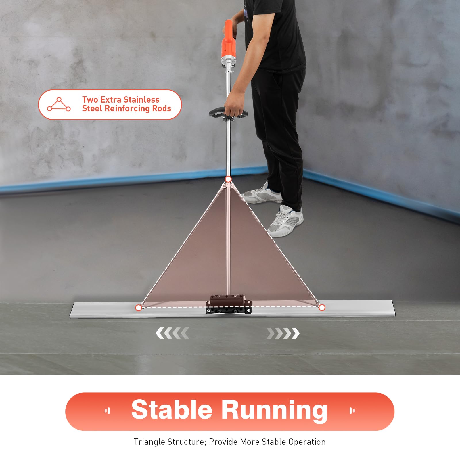 Cordless Electric Concrete Screed Vibratory Kit - Power Concrete Finishing Tool with Surface Leveling Tamper Ruler | Vibrating Cement Machine Head + Motor for Driveway, Patio & Floor Leveling
