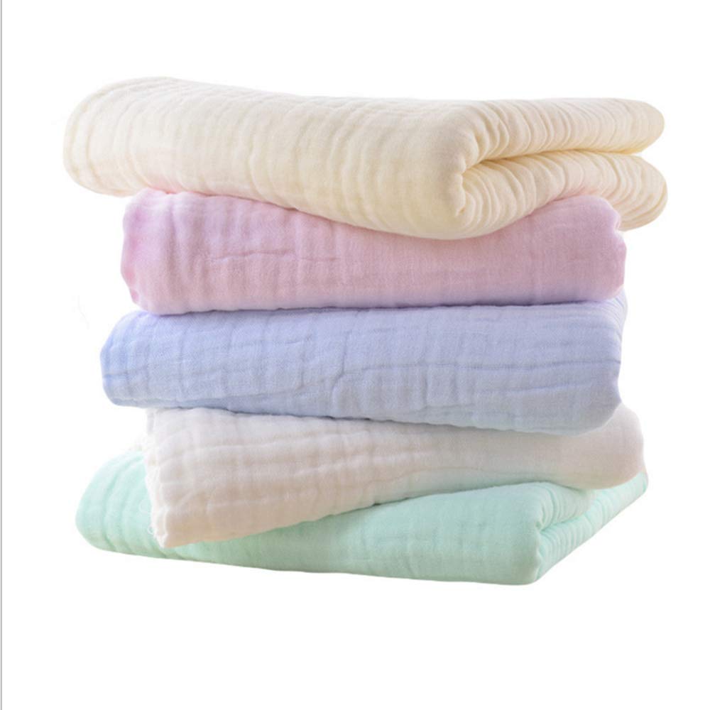 Organic Muslin Baby Towel - 100% Cotton Gauze Soft Infant Bath Towel, 6-Layer Newborn Blanket (43.3