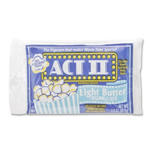 Wholesale Case of 5 - Act II Microwave Popcorn Light Butter 2.75oz (36 Count) - Bulk Popcorn for Movie Nights, Snacks, Parties & Office Break Rooms