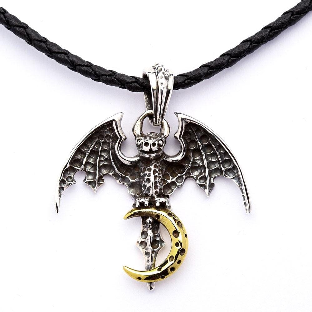 Gothic Vampire Bat Sterling Silver Pendant Necklace for Women - Perfect for Halloween, Cosplay, and Dark Fashion Accessories