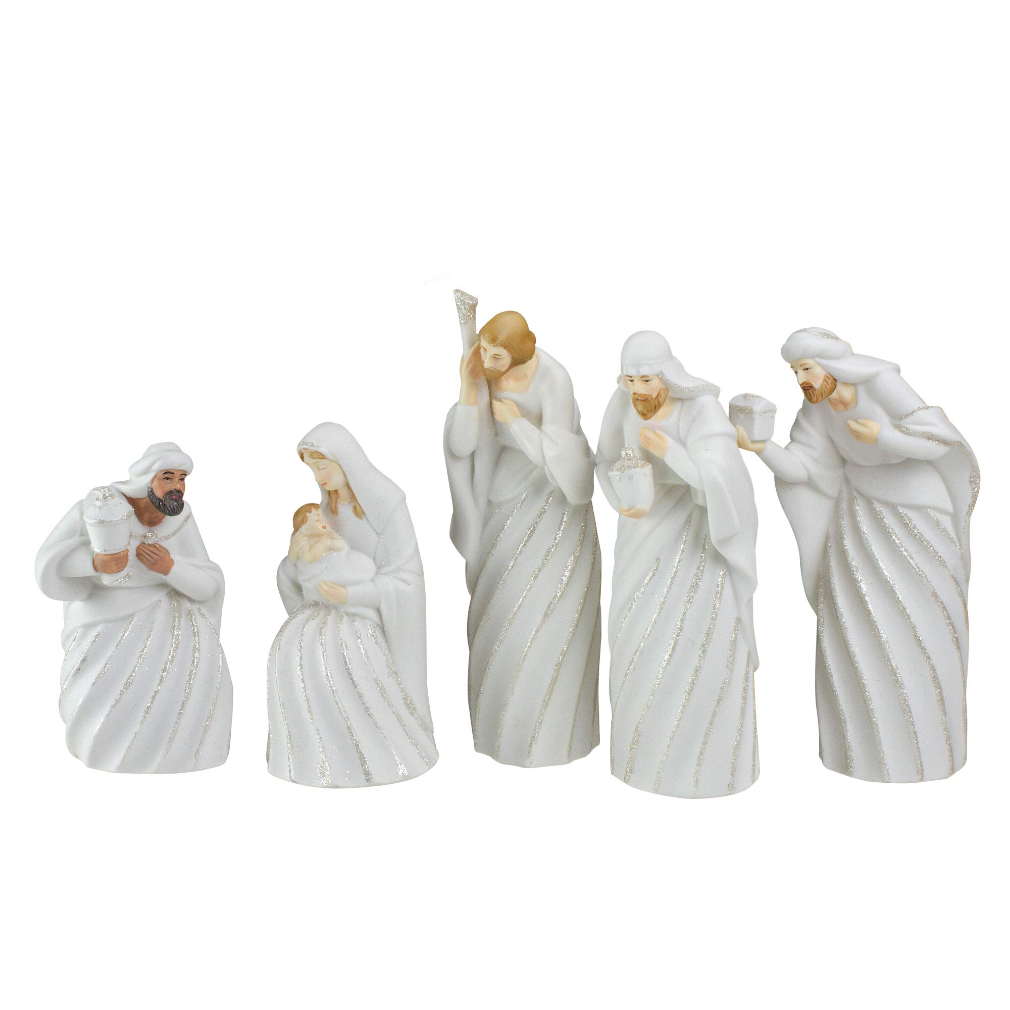 Roman 5-Piece Good Tidings Holy Family & Wise Men Porcelain Christmas Nativity Figure Set - Religious Home Decor for Holiday Tabletop Display & Festive Mantel Decorations