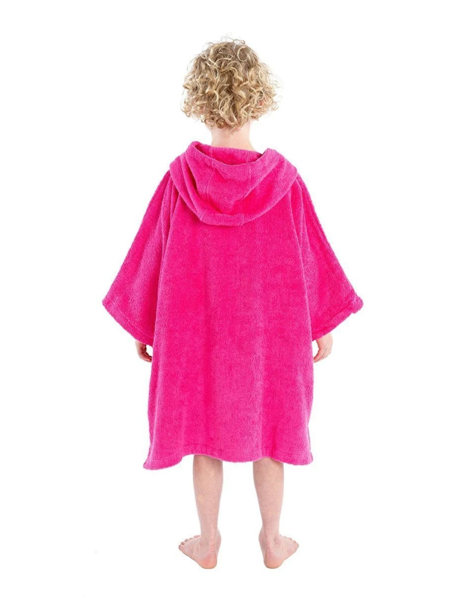 Organic Cotton Kids Short Sleeve Towel Poncho for Boys & Girls Ages 5-9 | Soft Hooded Bathrobe for Swimming, Beach & Pool Aftercare
