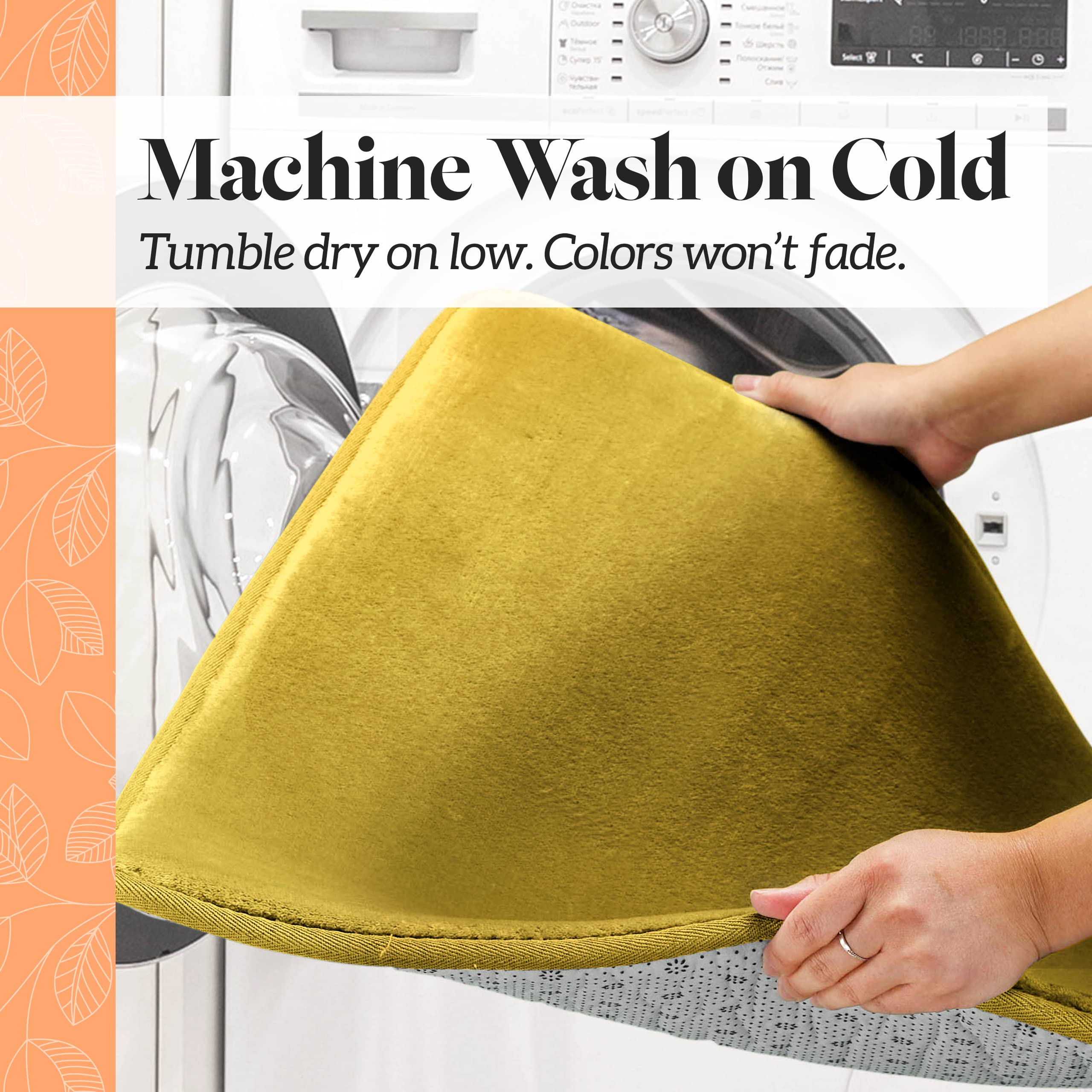 Genteele Memory Foam Bath Mat - Non-Slip Absorbent Super Soft Velvet Bathroom Rug - 22x36 Inches - Mustard Yellow - Perfect for Bathroom, Shower & Spa Relaxation