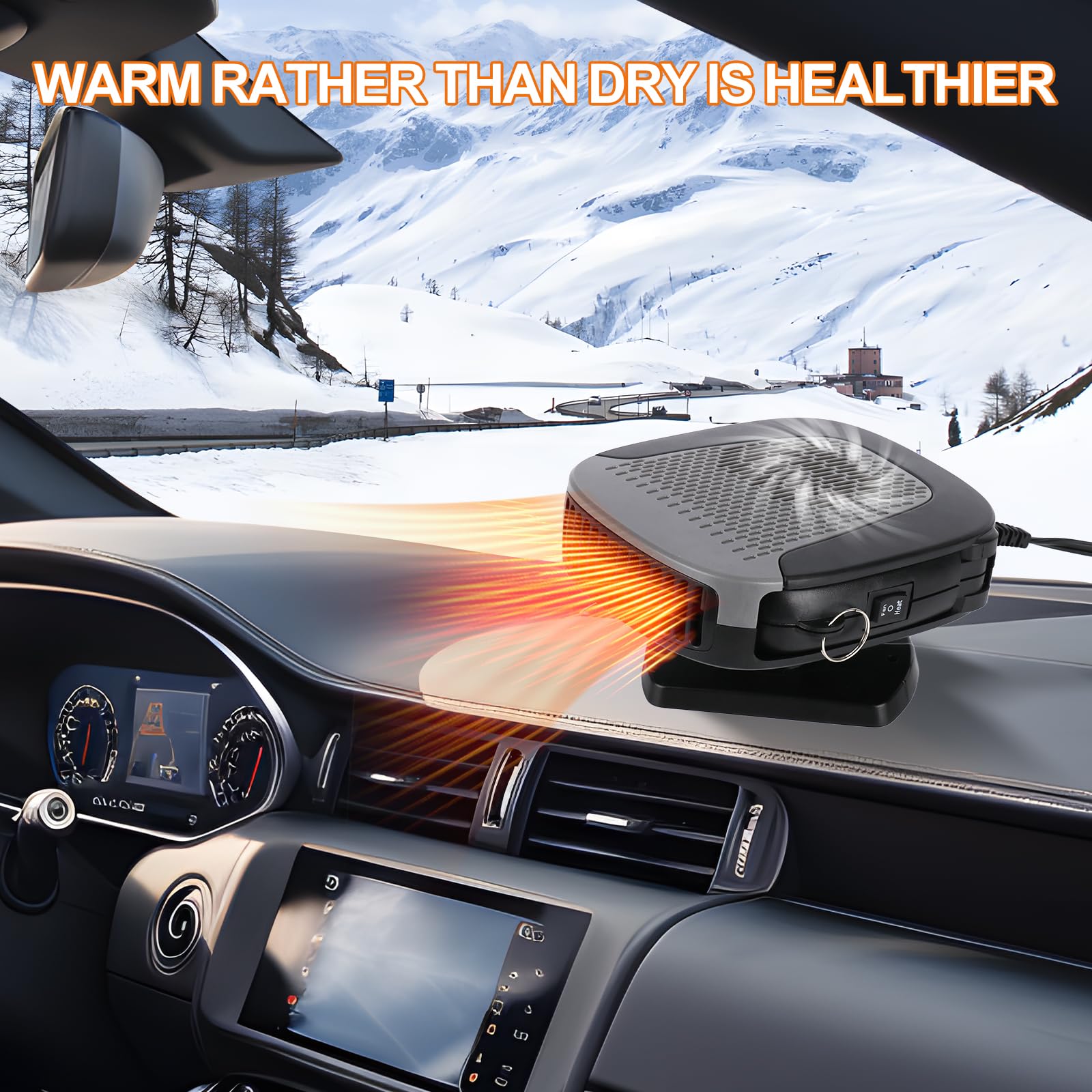 12V Portable Car Heater for Winter - Fast Heating Mini Space Heater with Cigarette Lighter Plug for Cars, Trucks, SUVs & RVs - Perfect for Defrosting & Staying Warm in Cold Weather