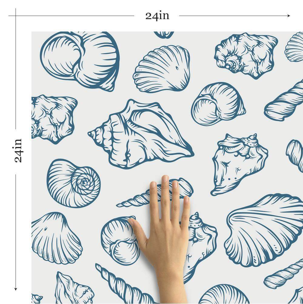 Blue Nautical Peel and Stick Removable Wallpaper - Self-Adhesive Decorative Wall Mural for Bedroom, Bathroom, Nursery & Home Office Decor