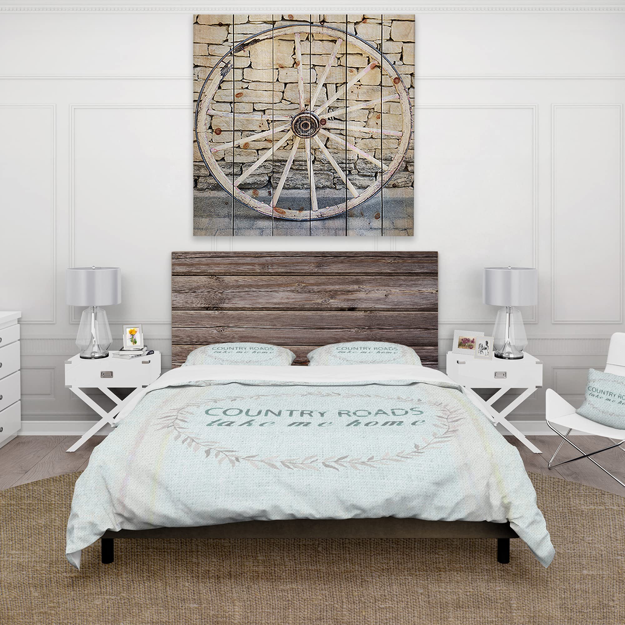 Farmhouse Floral Duvet Cover Set Twin Size - Blue Farmhouse Bedding 3 Piece Set for All Seasons | Cozy Farmhouse Style Bedroom Decor for Guest Rooms & Master Suites