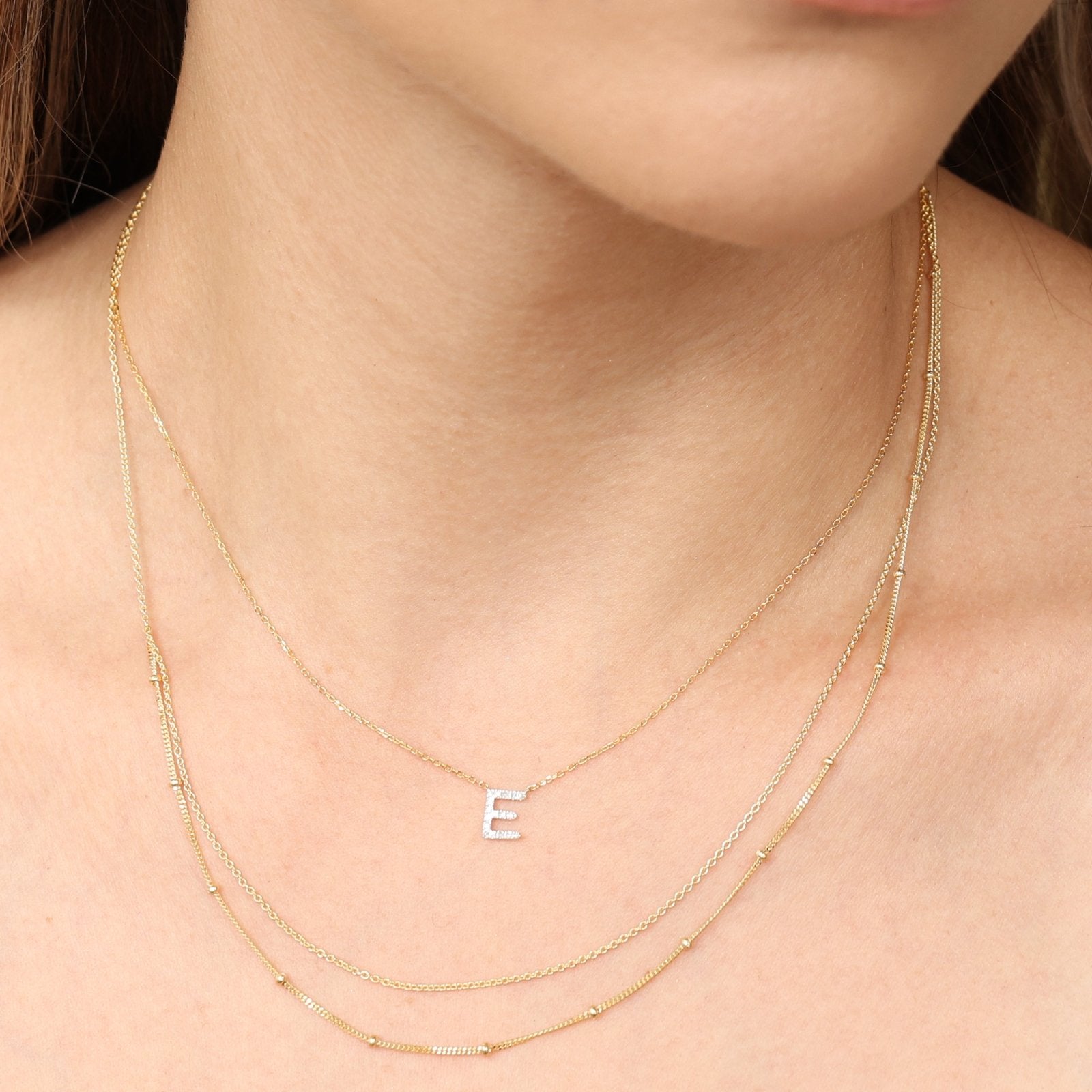 14K Solid Yellow Gold Beaded & Cuban Double Layer Chain Necklace - Elegant Layered Necklace for Women, Perfect for Parties, Weddings & Everyday Wear