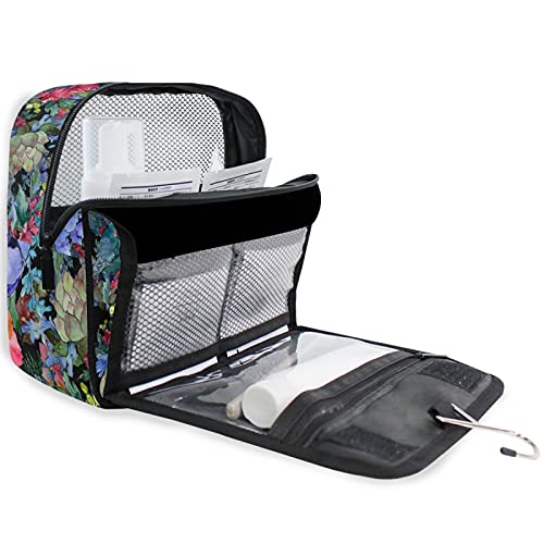 Floral Hanging Toiletry Bag - Waterproof Travel Cosmetic Organizer with Clear Pockets for Makeup, Shampoo & Toiletries | Perfect for Camping, Gym & Vacation Trips